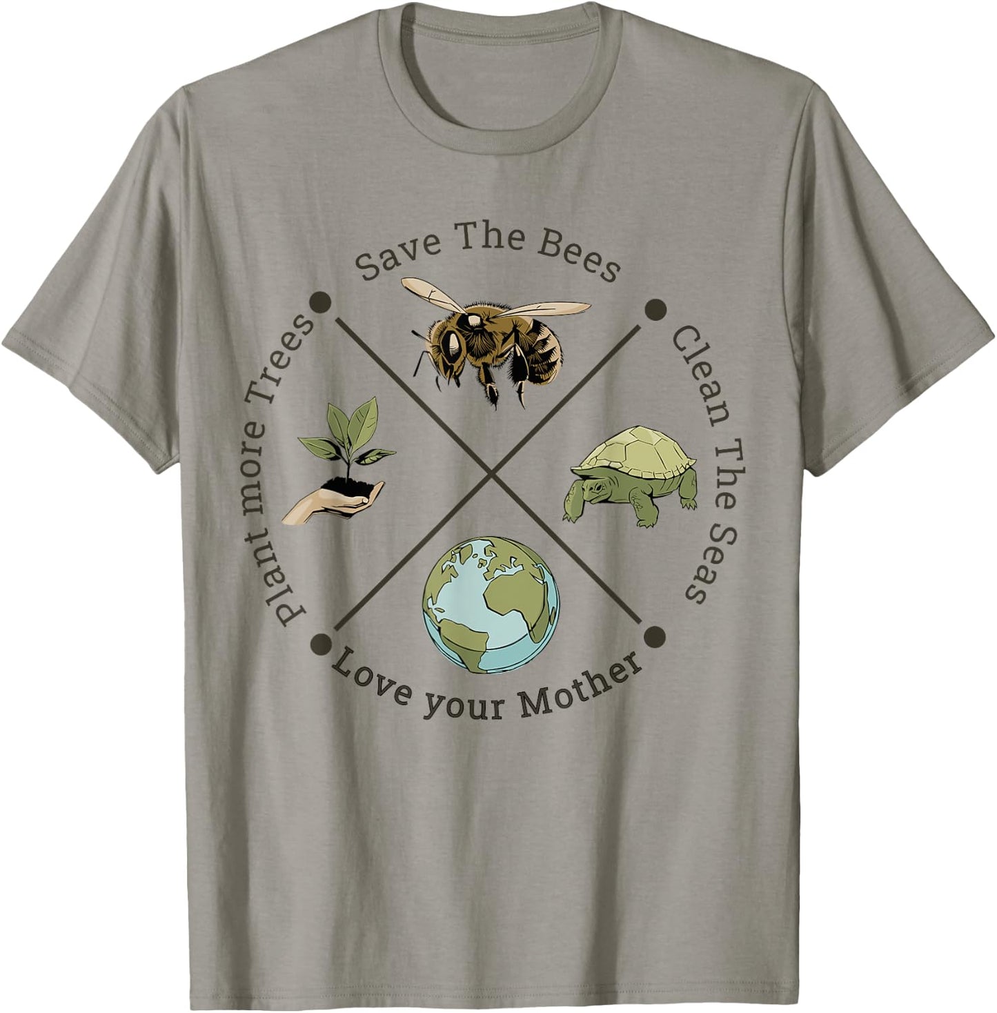 Earth Day Save the Bees Plant More Trees Clean the Seas T-Shirt - T-Shirt | Sand