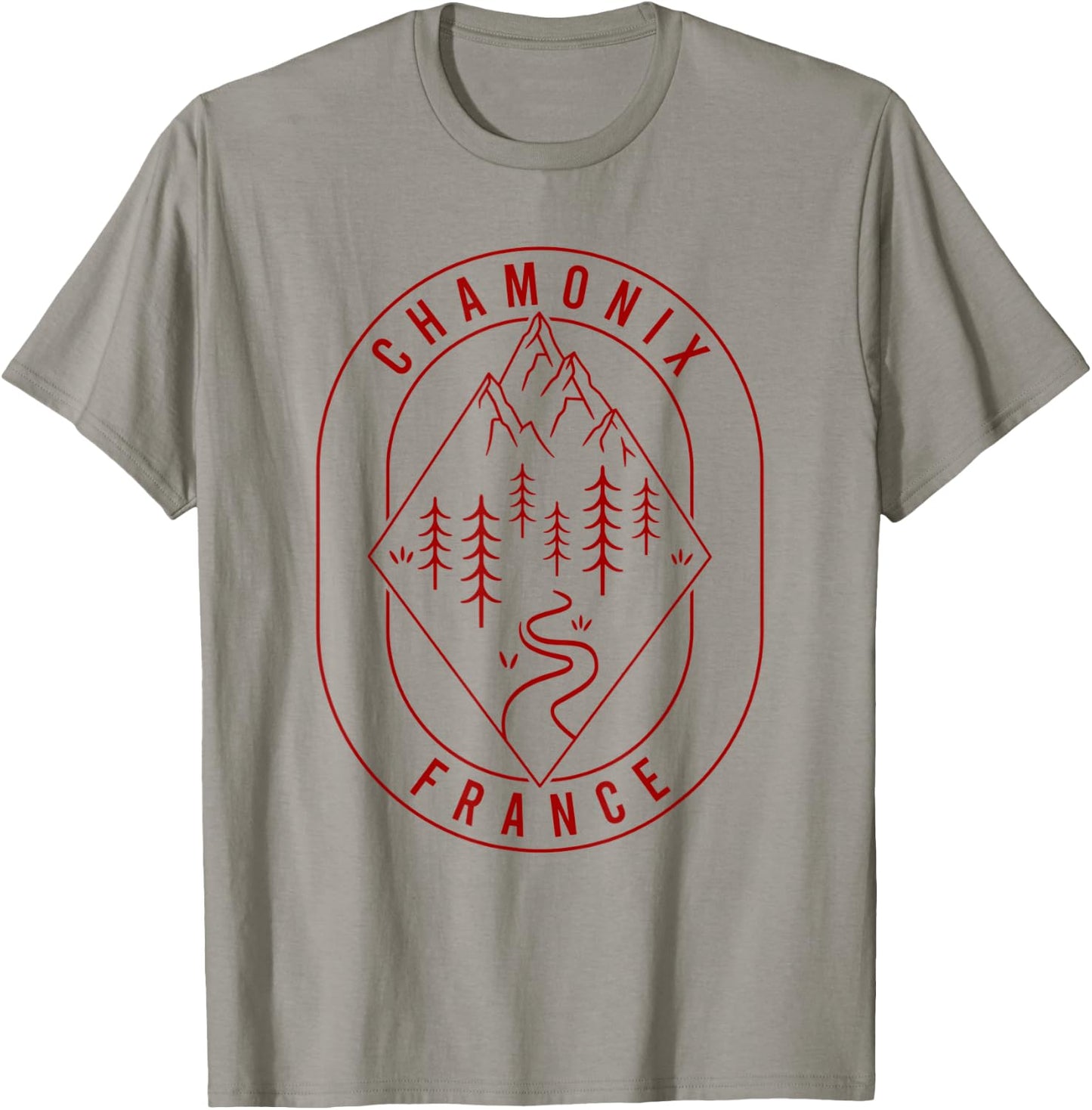 Chamonix Mountains France Hiking Outdoors Minimal T-Shirt - T-Shirt | Sand