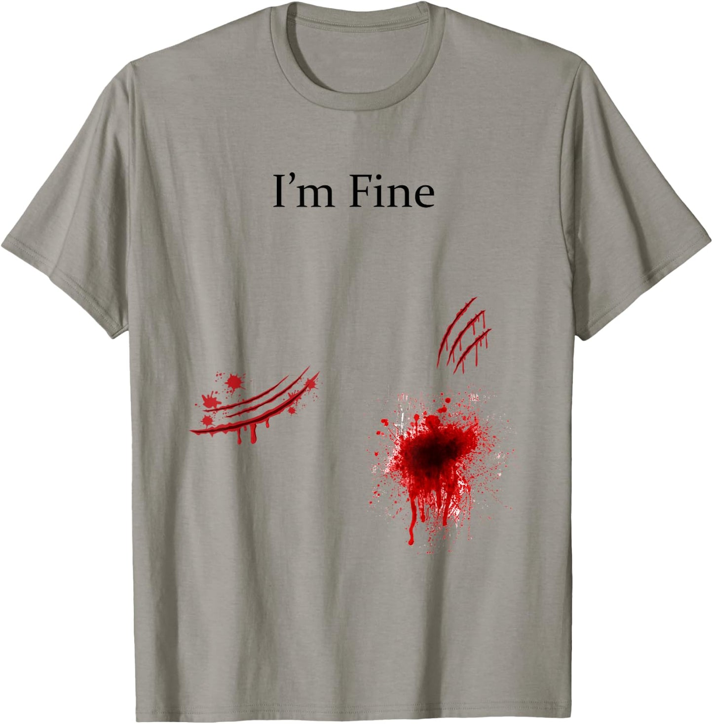 I'm Fine Bloody Zombie Bite Scary Halloween Costume Funny T-Shirt - T-Shirt | Sand