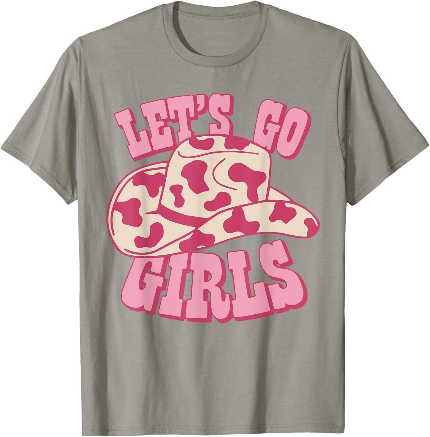Vintage Cowboy Hat Let's Go Girls Western Pink Cowgirls T-Shirt - T-Shirt | Sand