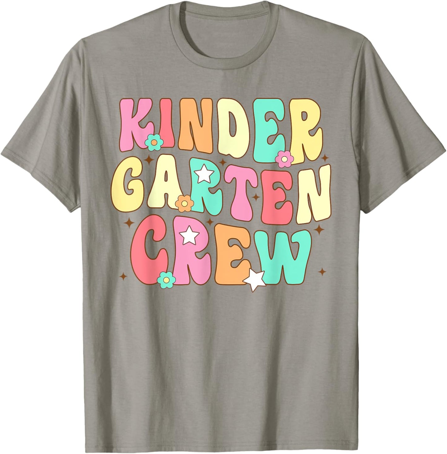 Kinder Teacher Squad Groovy Kindergarten Crew Men Women Girls Kids T-Shirt - T-Shirt | Sand