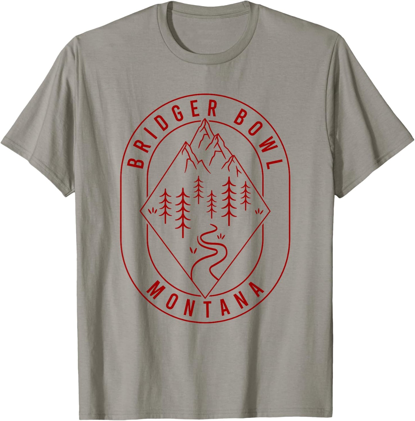 Bridger Bowl Mountains Montana Hiking Outdoors Minimal T-Shirt - T-Shirt | Sand