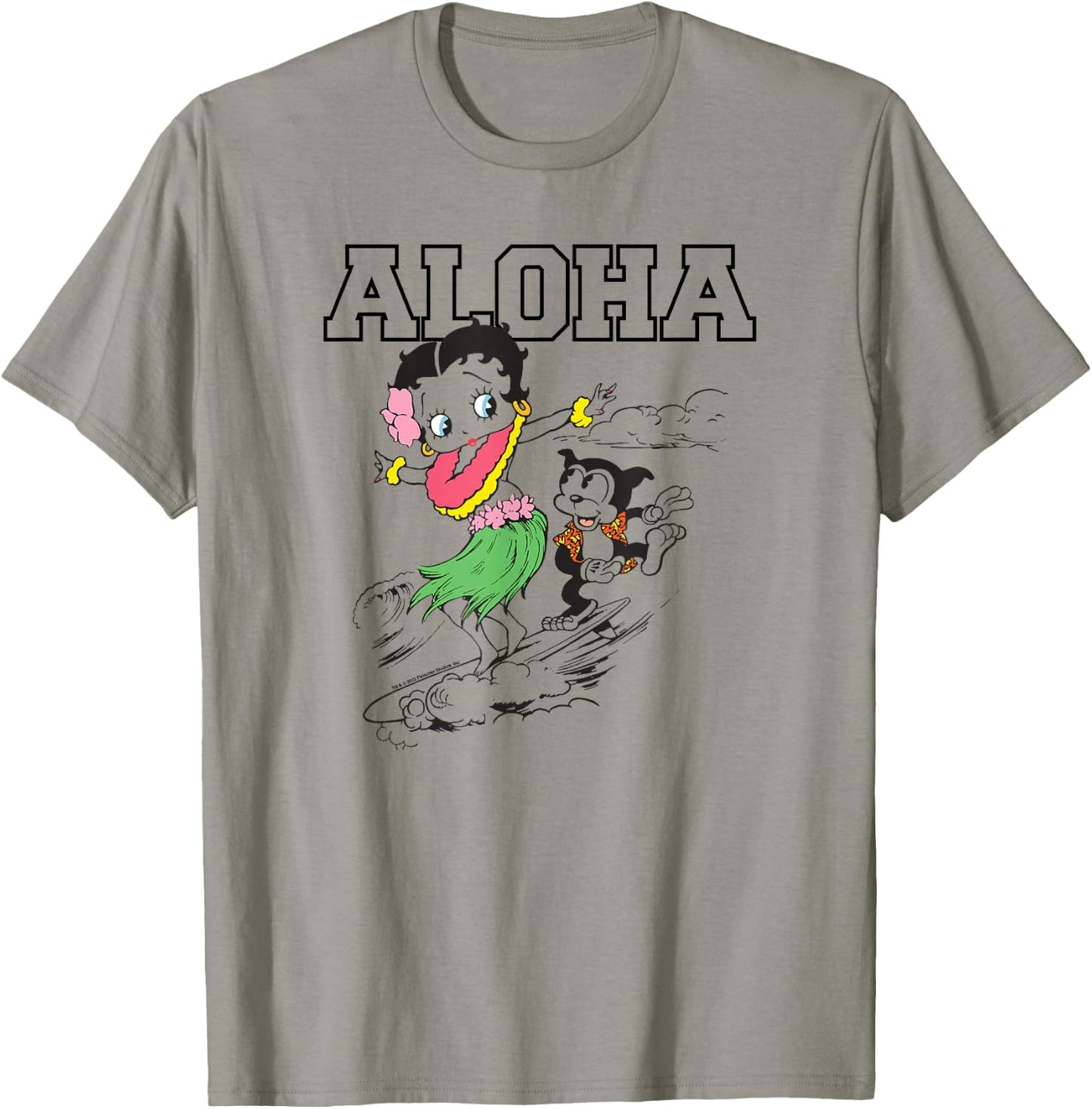 Betty Boop Surfing Aloha Outline Color Pop T-Shirt - T-Shirt | Sand