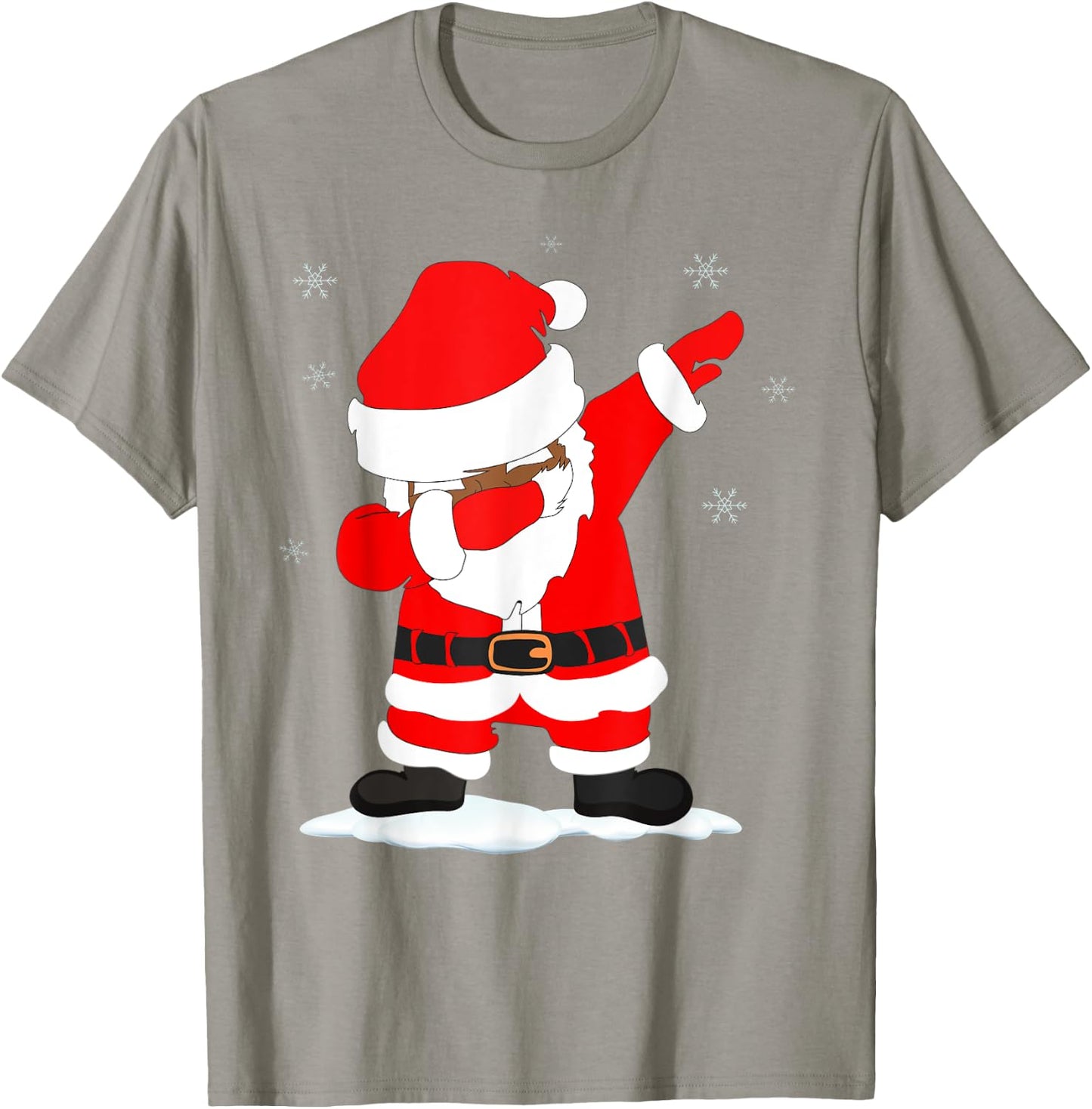 Funny Christmas Black Brown DABBING SANTA T-Shirt - T-Shirt | Sand