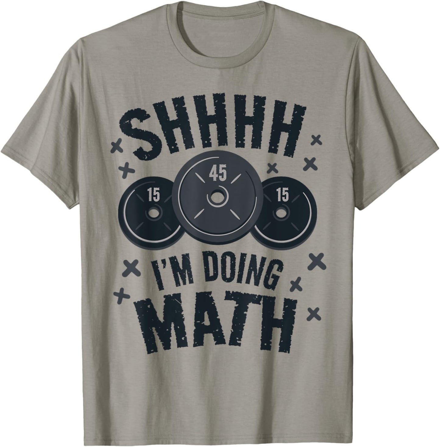 Shh I'm Doing Math Workout Shirt for Weightlifter Funny Gym T-Shirt - T-Shirt | Sand