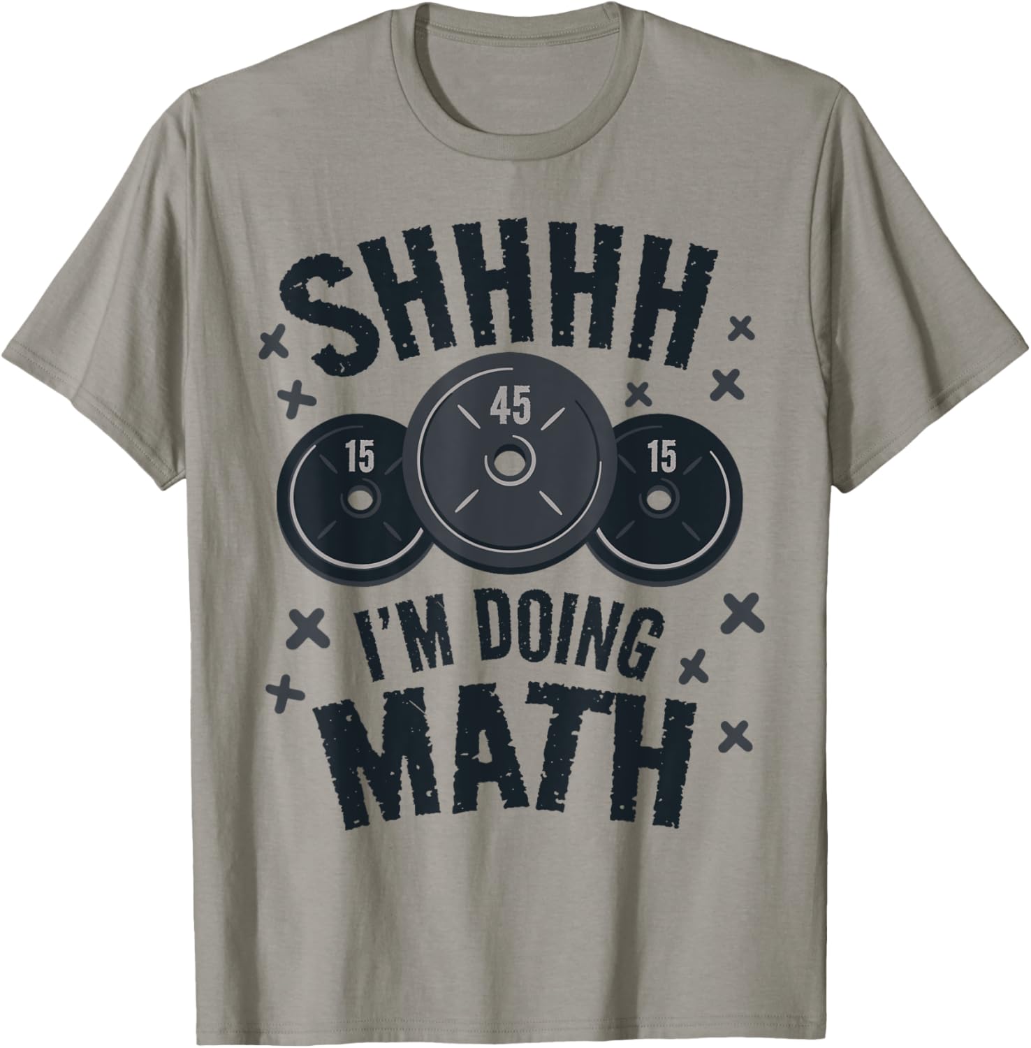 Shh I'm Doing Math Workout Shirt for Weightlifter Funny Gym T-Shirt - T-Shirt | Sand