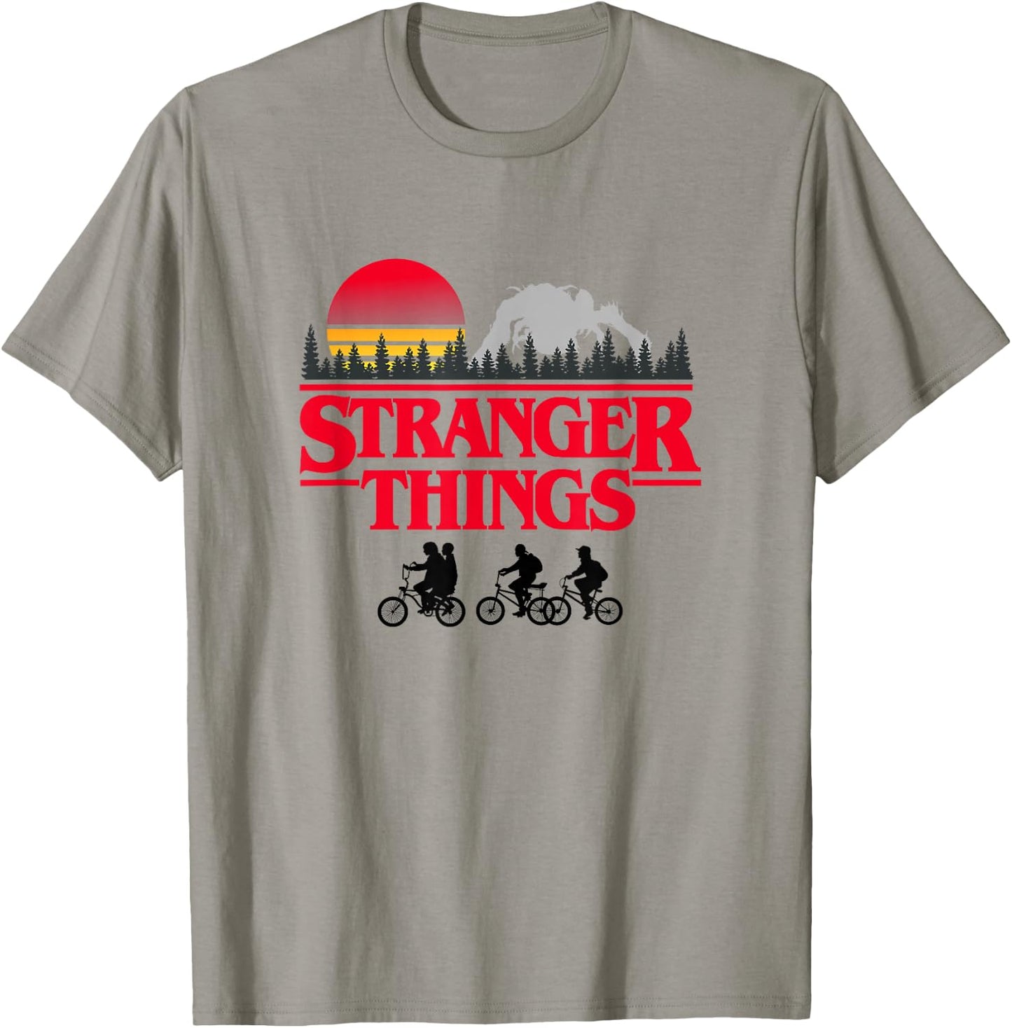 Stranger Things Retro Vintage Sunset Group Bike Silhouettes T-Shirt - T-Shirt | Sand