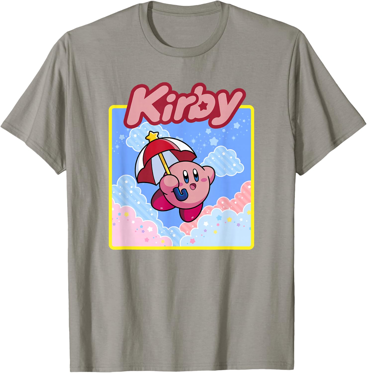 Kirby Floating in The Clouds Pastel Kawaii Nintendo Panel T-Shirt - T-Shirt | Sand