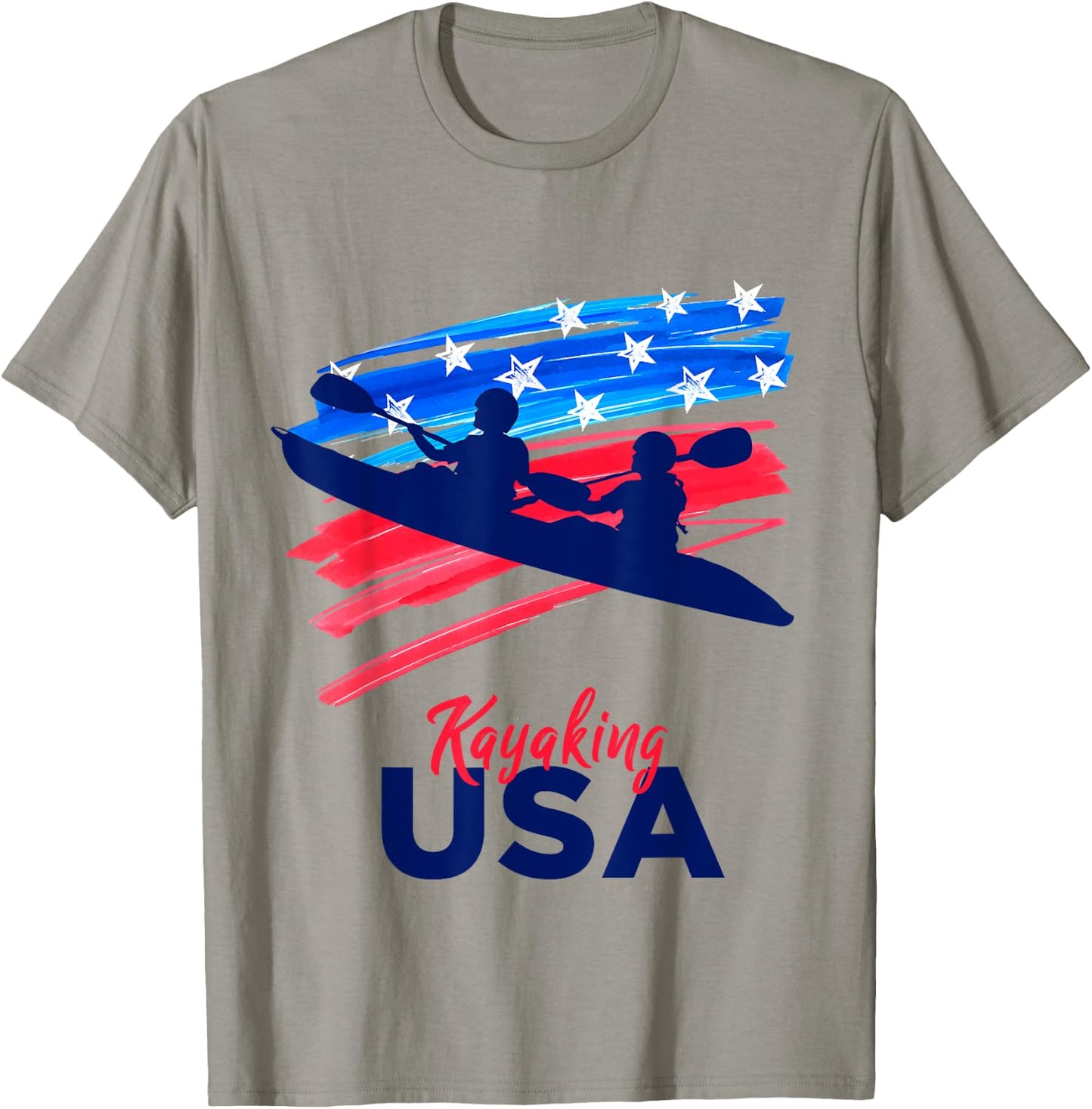 Kayaking Support the Team Kayaking Kayaker USA Flag T-Shirt - T-Shirt | Sand