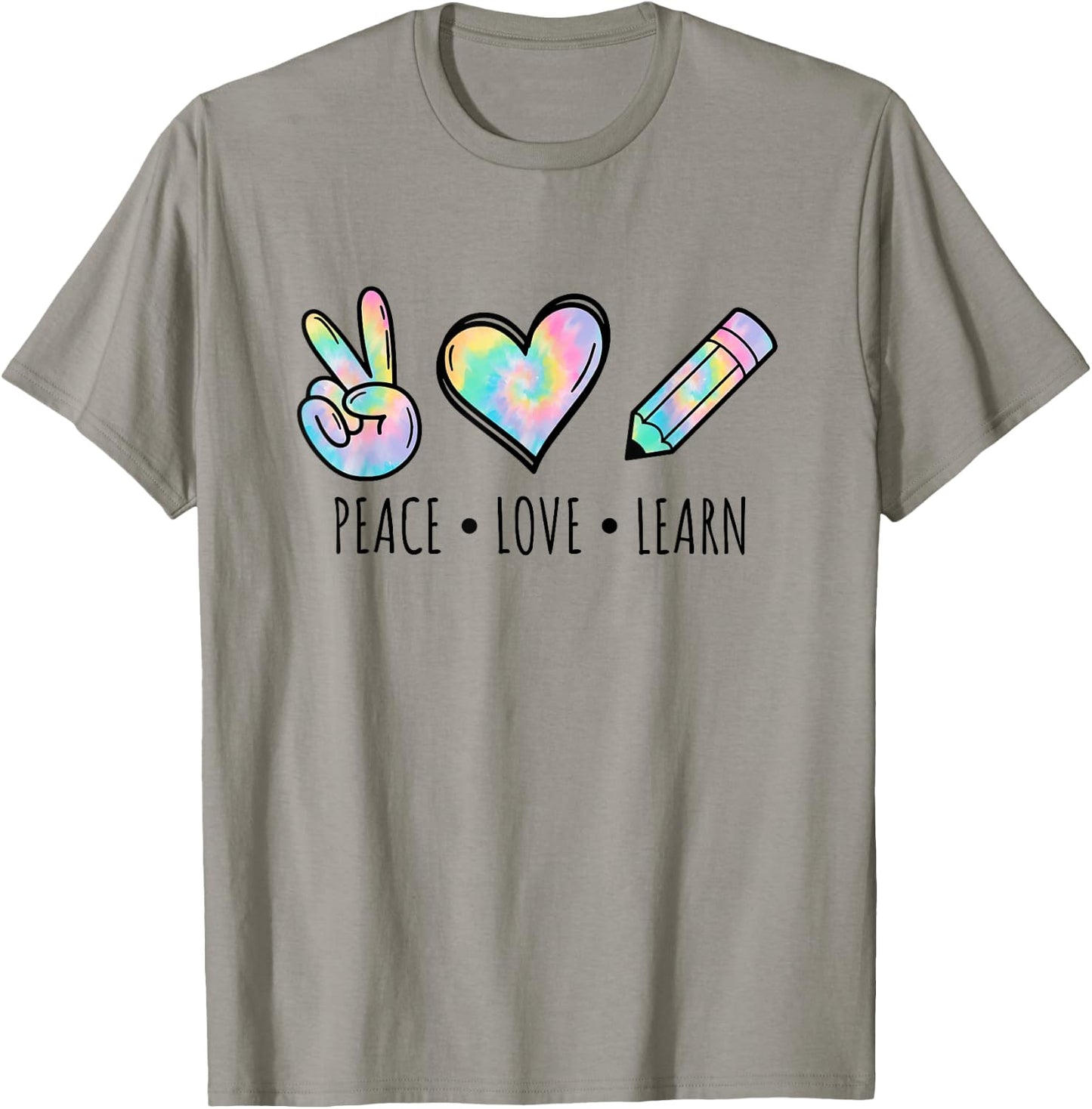 Peace Love Learn Tie Dye Teacher Kids 100th Days Of School T-Shirt - T-Shirt | Sand