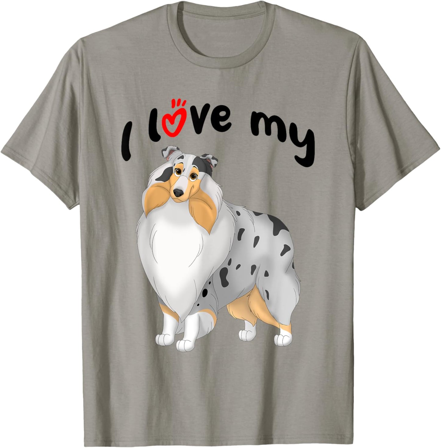 I Love My Blue Merle, White & Tan Rough Collie Dog Women Kids T-Shirt - T-Shirt | Sand