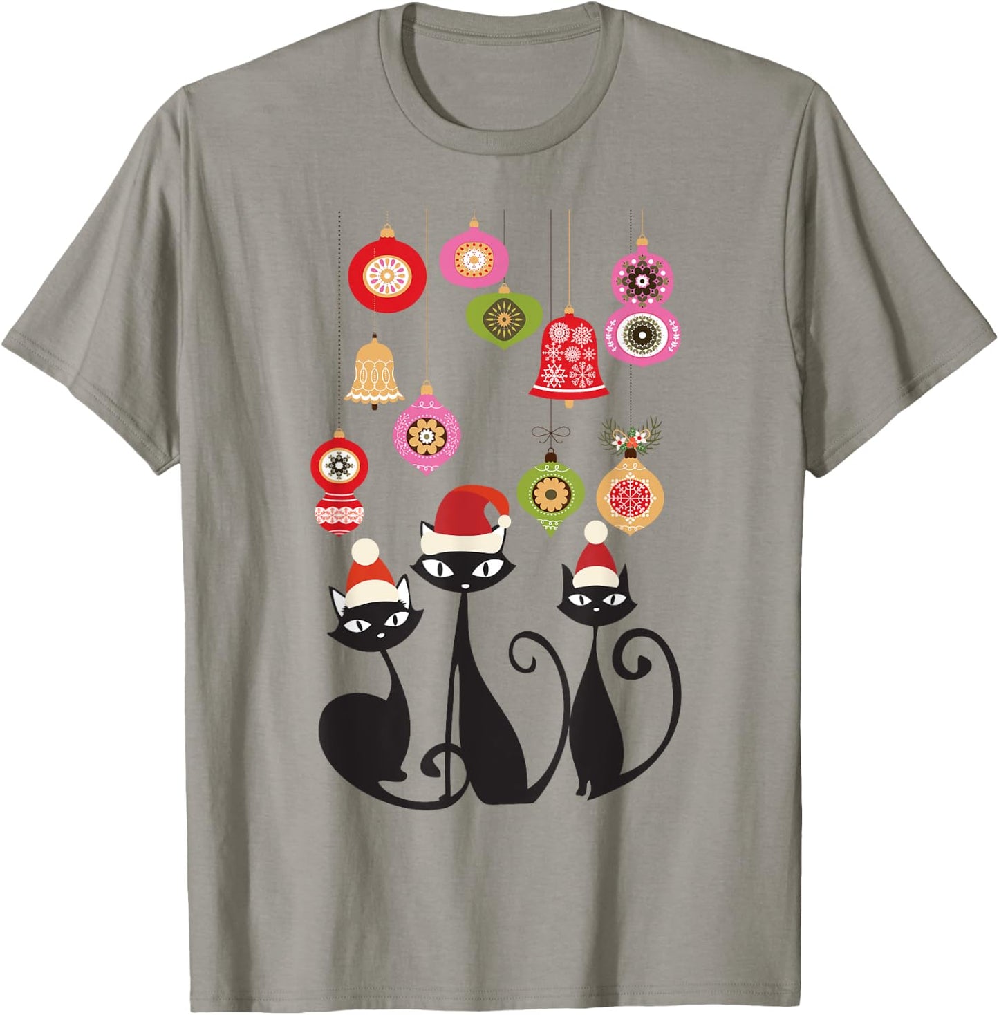 Retro Cat Vintage Mid Century Modern Cat Christmas Ornaments T-Shirt - T-Shirt | Sand