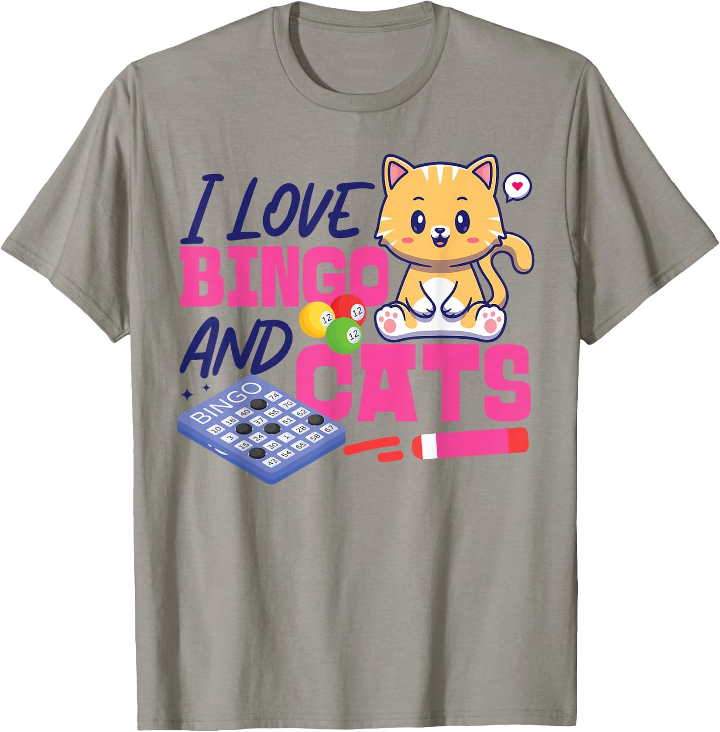 Bingo Player Cat I Love Bingo And Cats T-Shirt - T-Shirt | Sand
