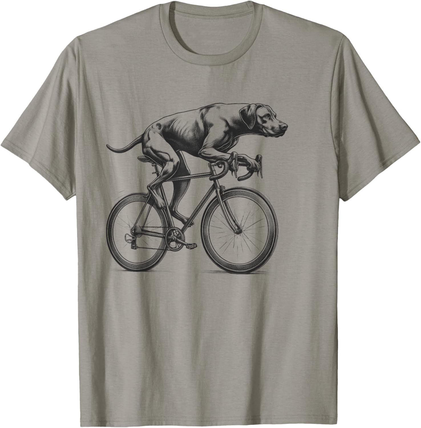 Rhodesian Ridgeback Dog Riding a Bike Bicycle Biker Cycling T-Shirt - T-Shirt | Sand