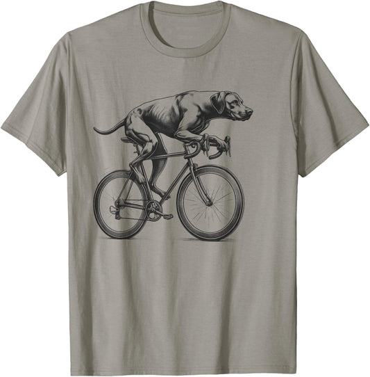 Rhodesian Ridgeback Dog Riding a Bike Bicycle Biker Cycling T-Shirt - T-Shirt | Sand