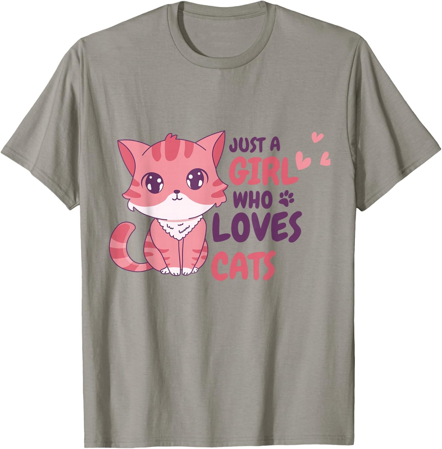 Just A Girl Who Loves Cats Cute Cat Shirt Gifts Kids Girls T-Shirt - T-Shirt | Sand
