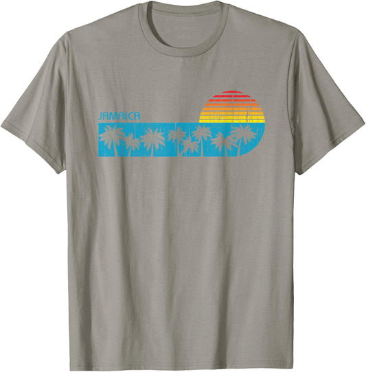 Vintage Jamaica Beach Vacation Palm Trees Caribbean Cruise Men Women Kids T-Shirt - T-Shirt | Sand