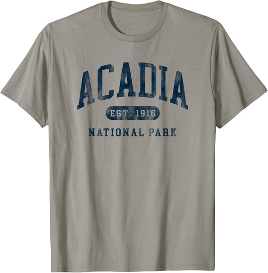 Retro Acadia National Park Maine Est 1916 Hiking T-Shirt - T-Shirt | Sand