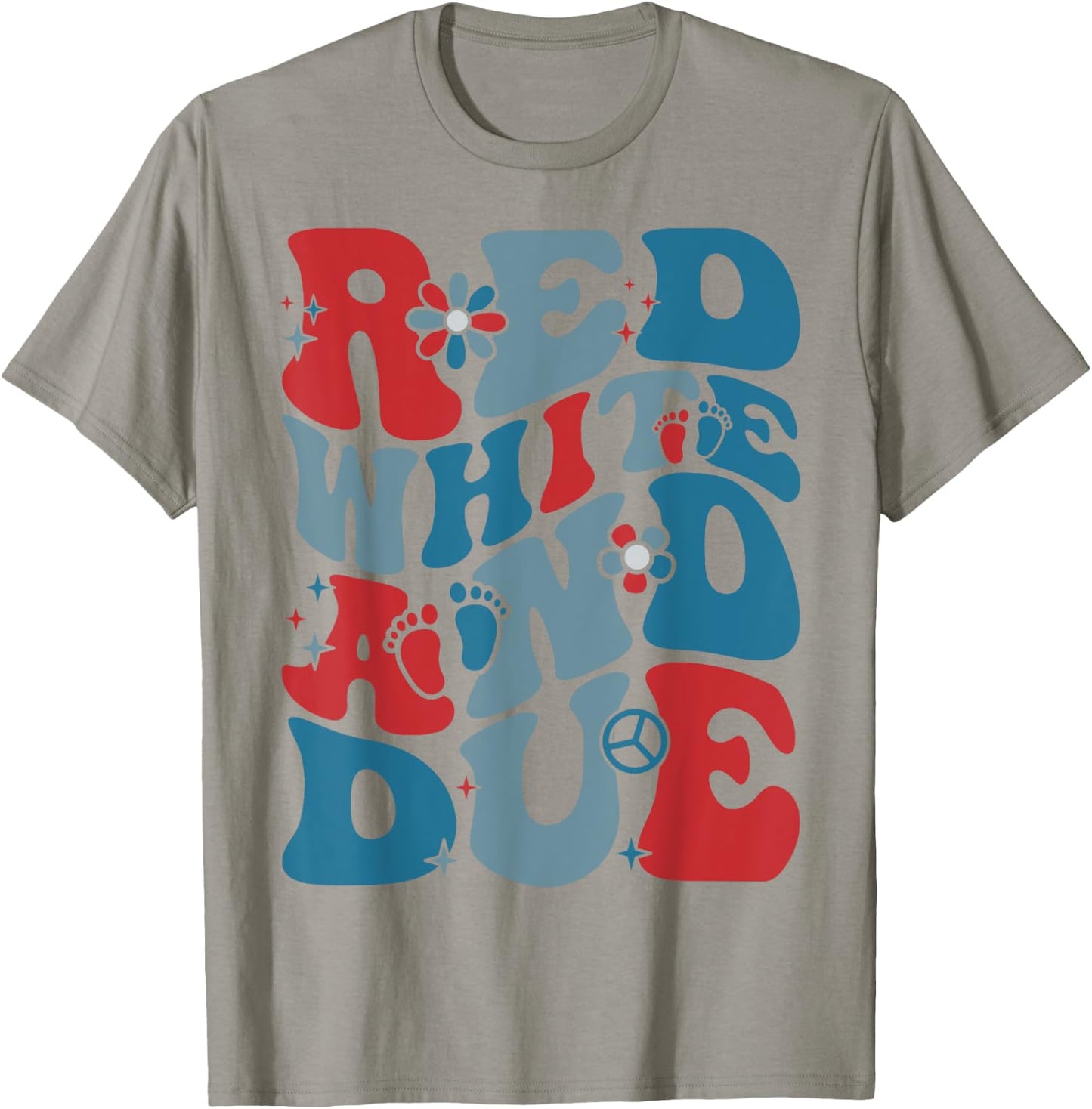 Groovy Red White And Due Baby Shower 4th of July Pregnancy Men T-Shirt - T-Shirt | Sand
