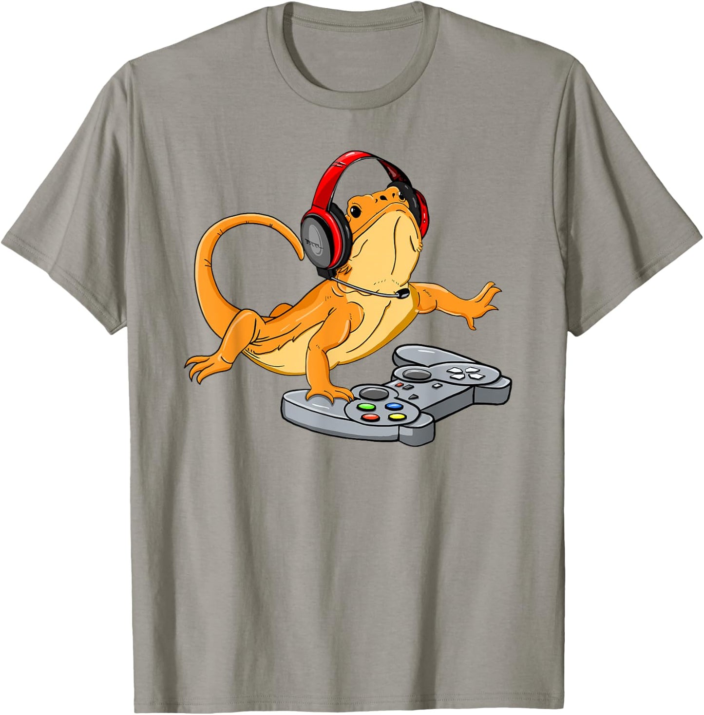 Bearded Dragon Gamer Video Game Gecko Lizard T-Shirt - T-Shirt | Sand