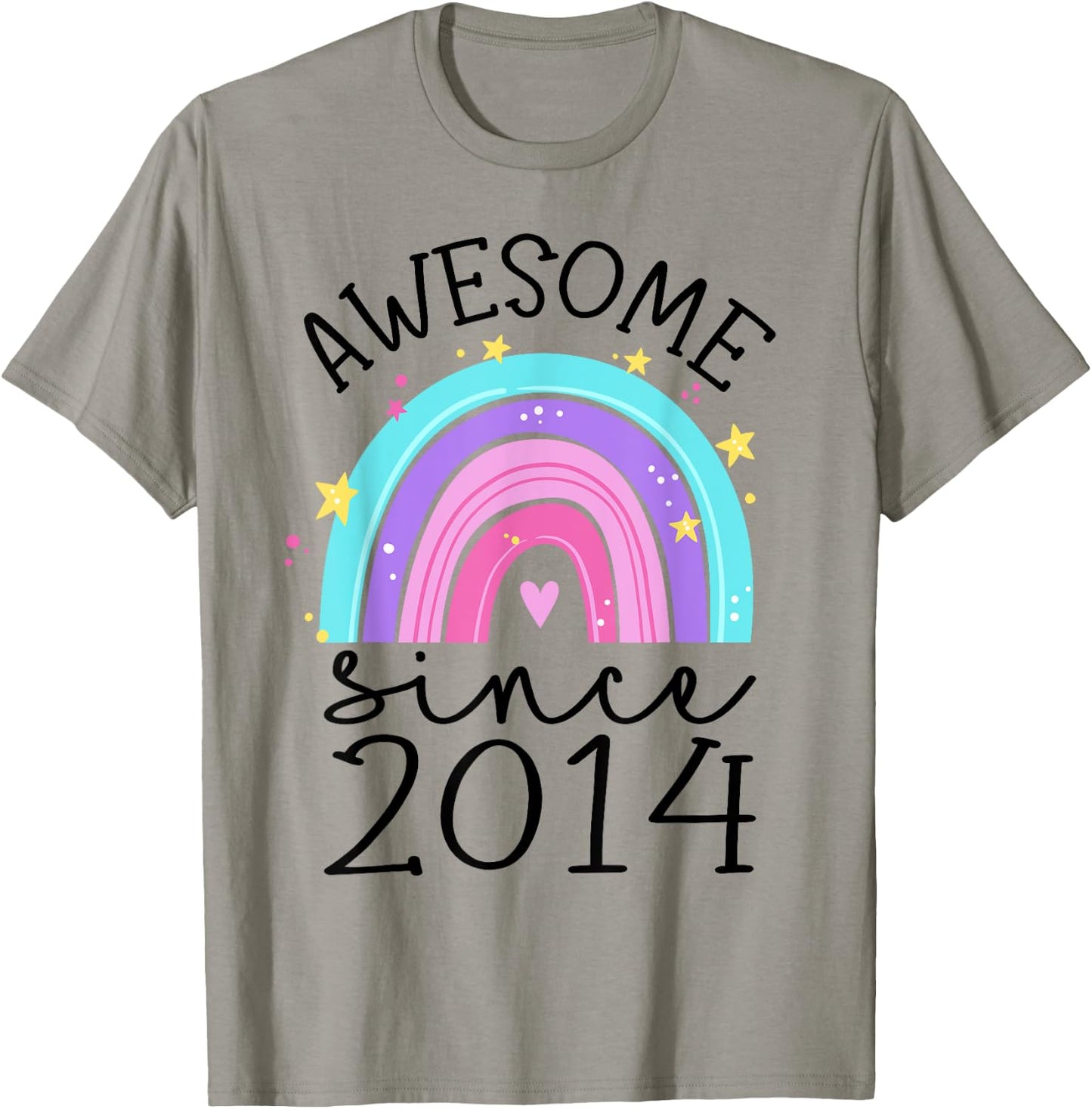 Awesome Since 2014 11th Birthday Rainbow 11 Year Old T-Shirt - T-Shirt | Sand