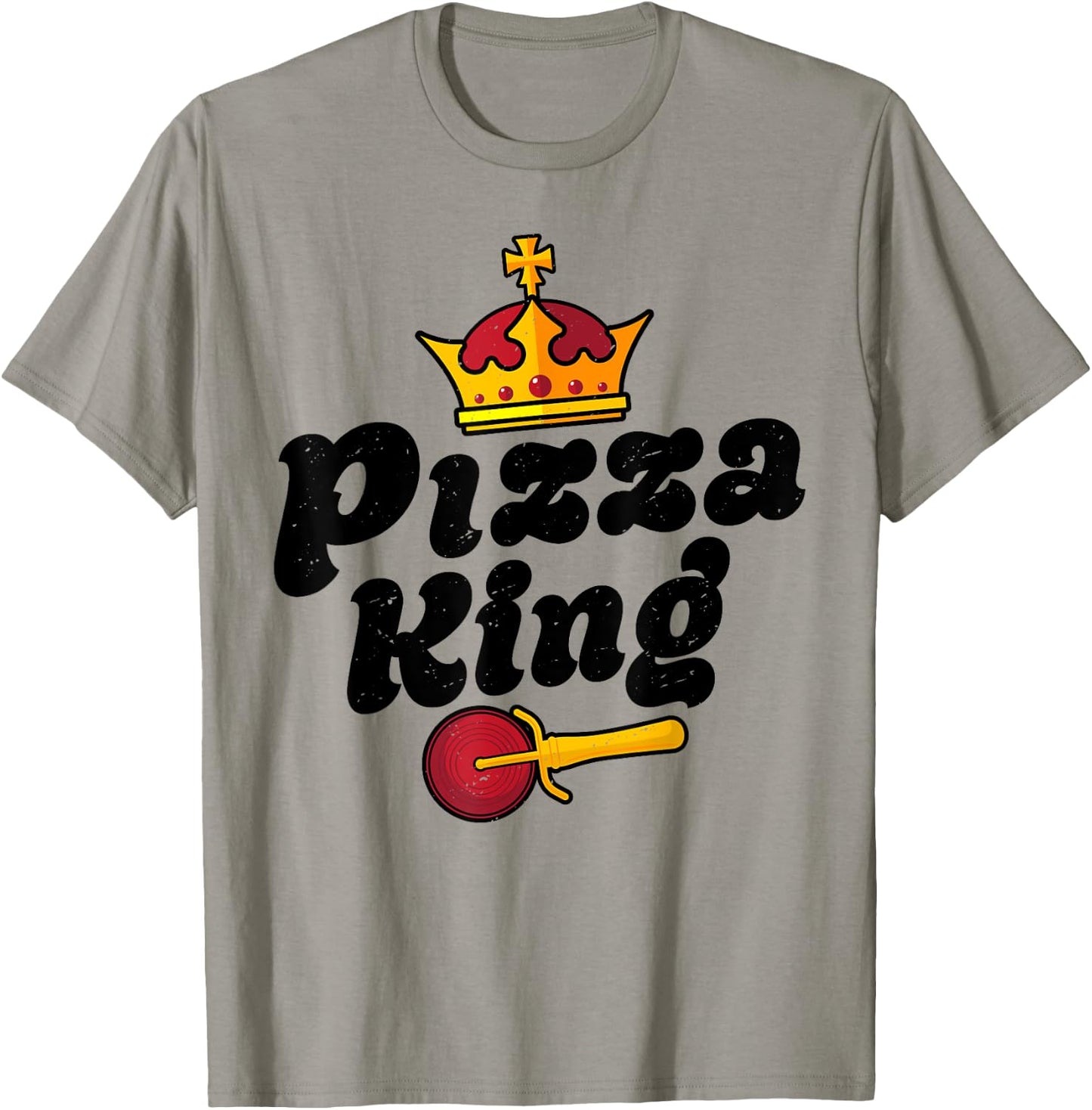 Pizza King Funny Men Boys Italian Food Lovers Retro Vintage T-Shirt - T-Shirt | Sand