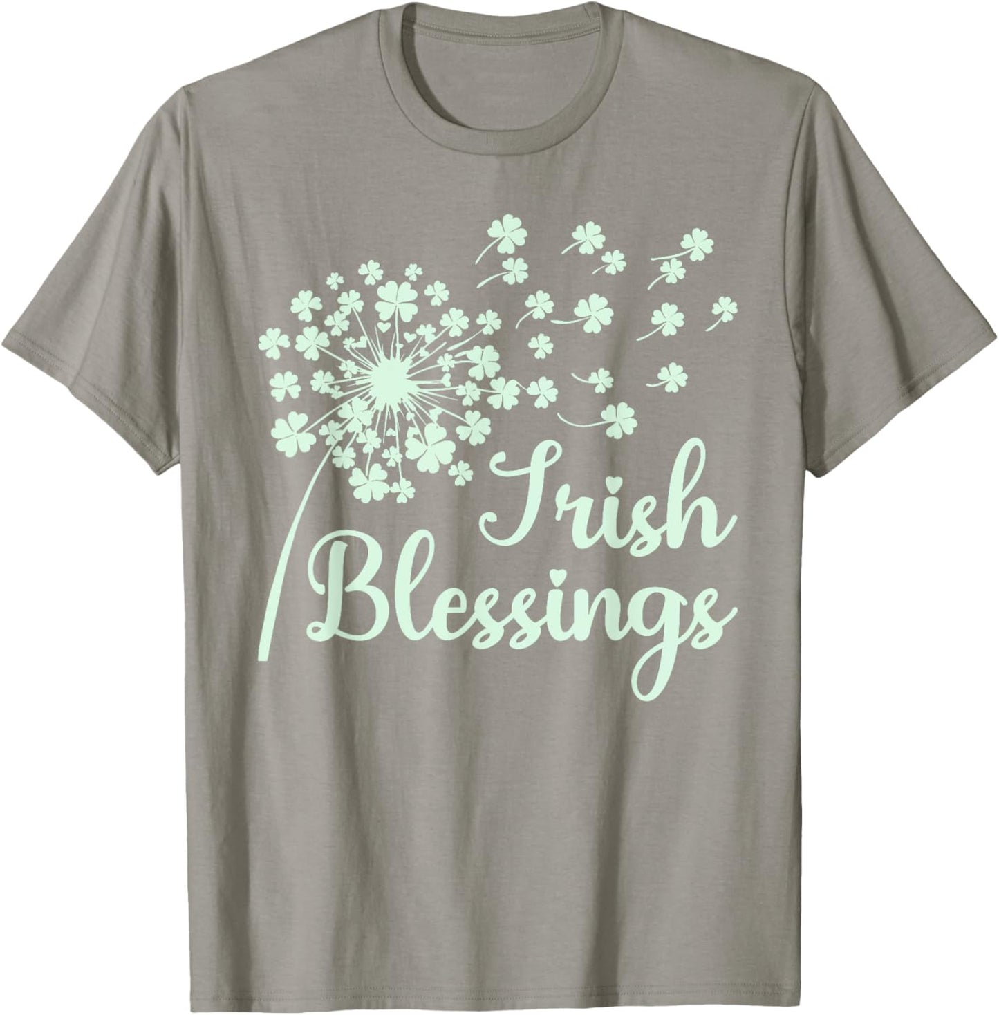 Irish Blessings Dandelion Blowing Shamrocks Celtic Heritage T-Shirt - T-Shirt | Sand