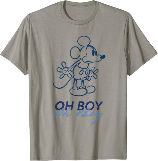 Disney Mickey Mouse Oh Boy Oh Boy Retro Vintage Lineart T-Shirt - T-Shirt | Sand