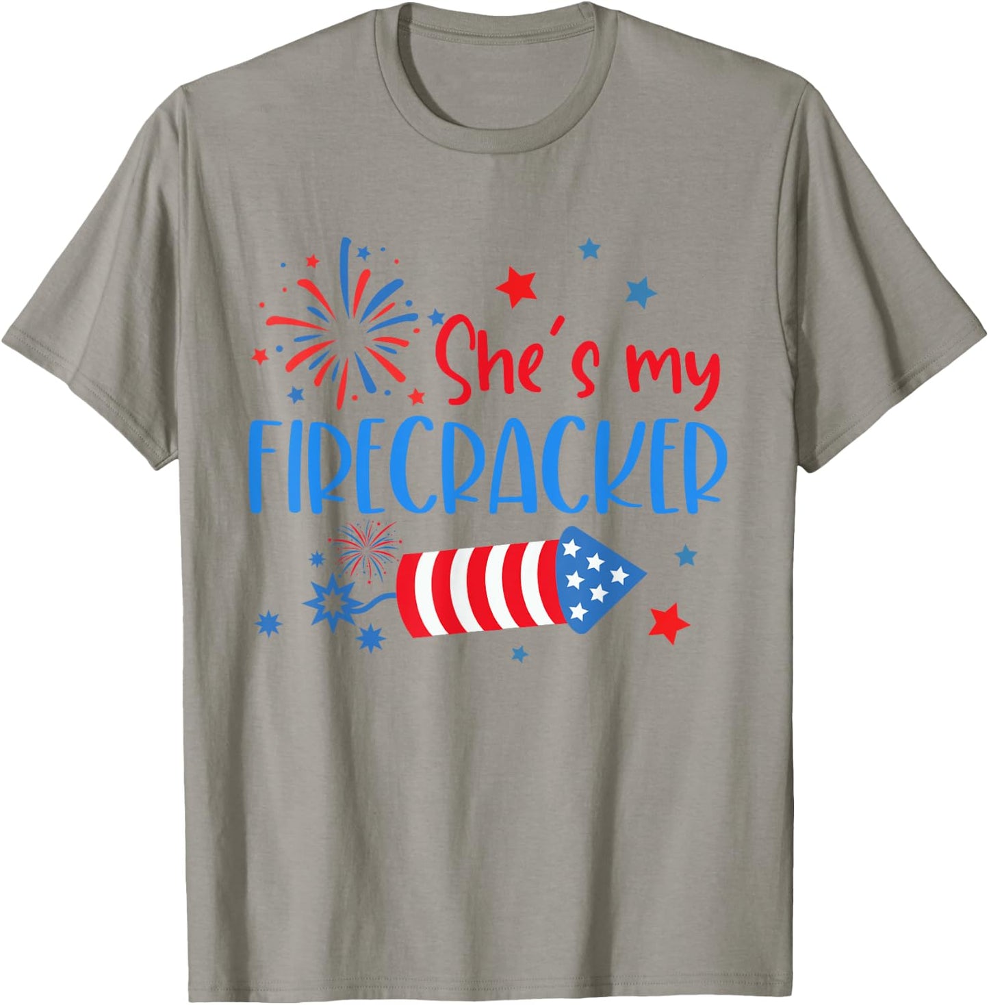 She Is My Firecracker 4th Of July Matching Outfits Couples T-Shirt - T-Shirt | Sand