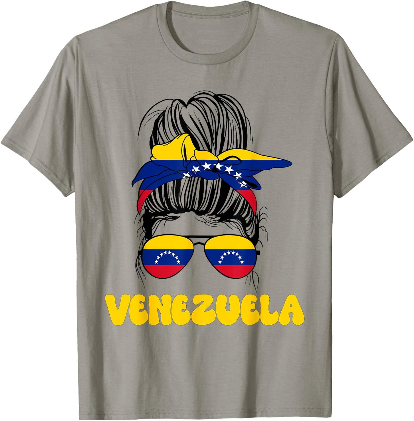 Venezuelan Women Messy Bun, Pride Venezuela Flag For Girls T-Shirt - T-Shirt | Sand