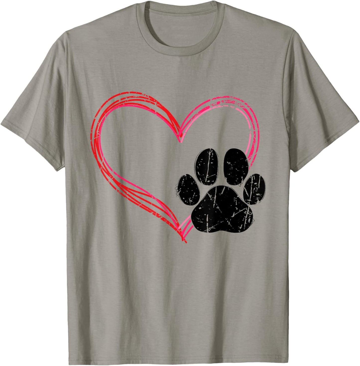 Love Heart Cat Dog Paw Print, Pet Gifts For Valentine's Day T-Shirt - T-Shirt | Sand