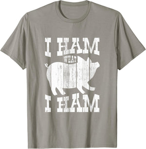 I Ham What I Ham Pig Lover Funny Farmer T-Shirt - T-Shirt | Sand