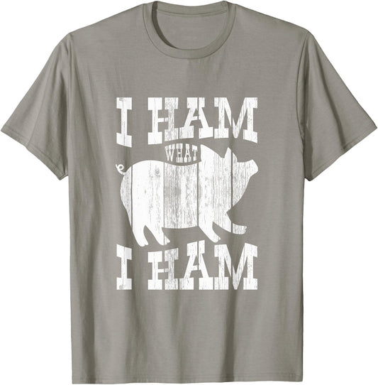 I Ham What I Ham Pig Lover Funny Farmer T-Shirt - T-Shirt | Sand