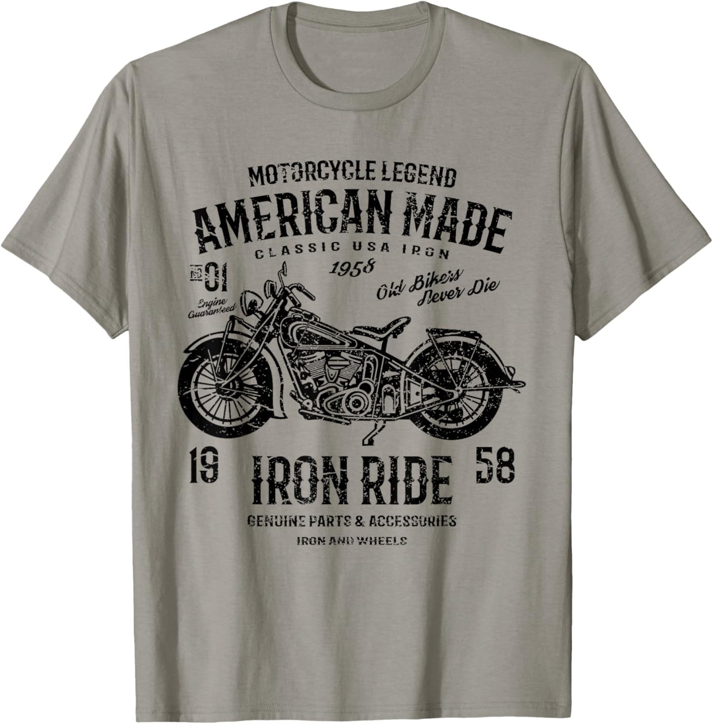 Retro American Vintage Style Motorcycle Distressed Design T-Shirt - T-Shirt | Sand