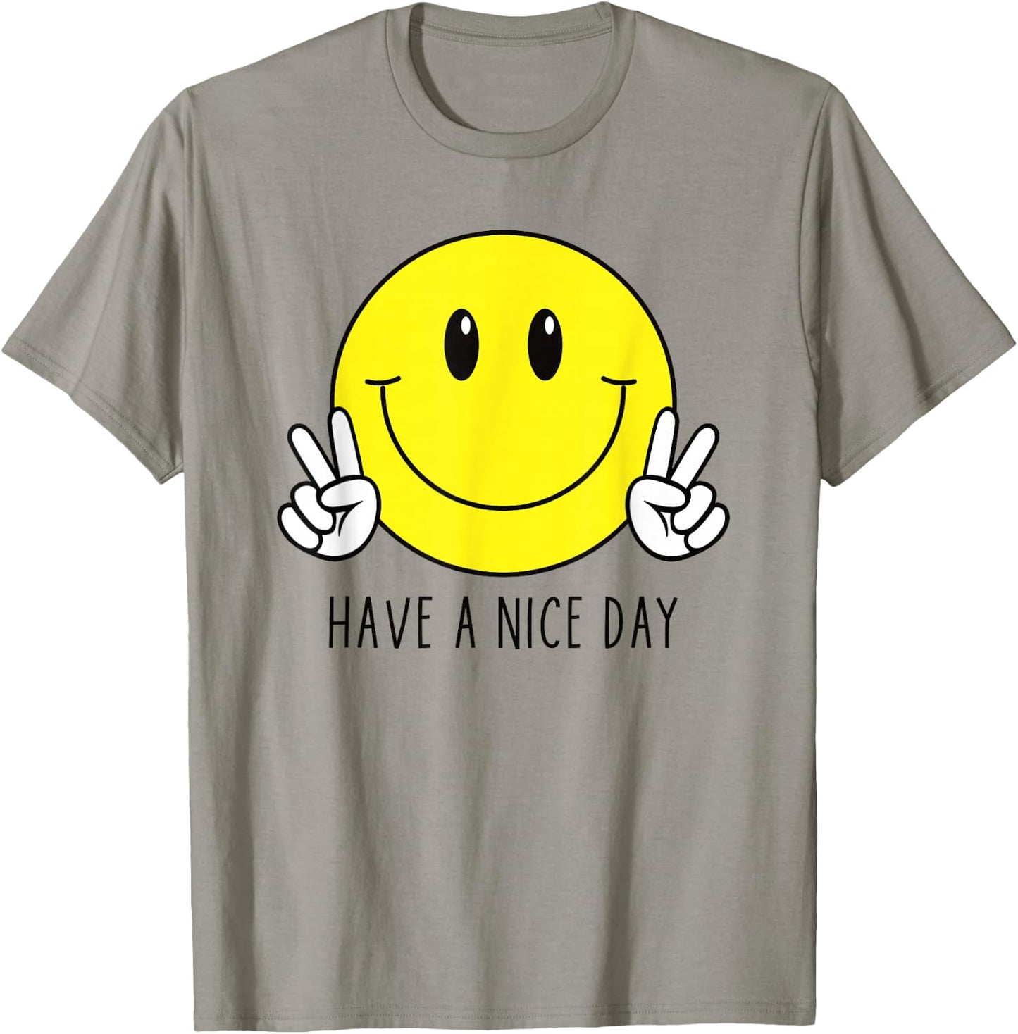 Have A Nice Day 70s Cute Happy Peace Hand Sign Smiling Face T-Shirt - T-Shirt | Sand