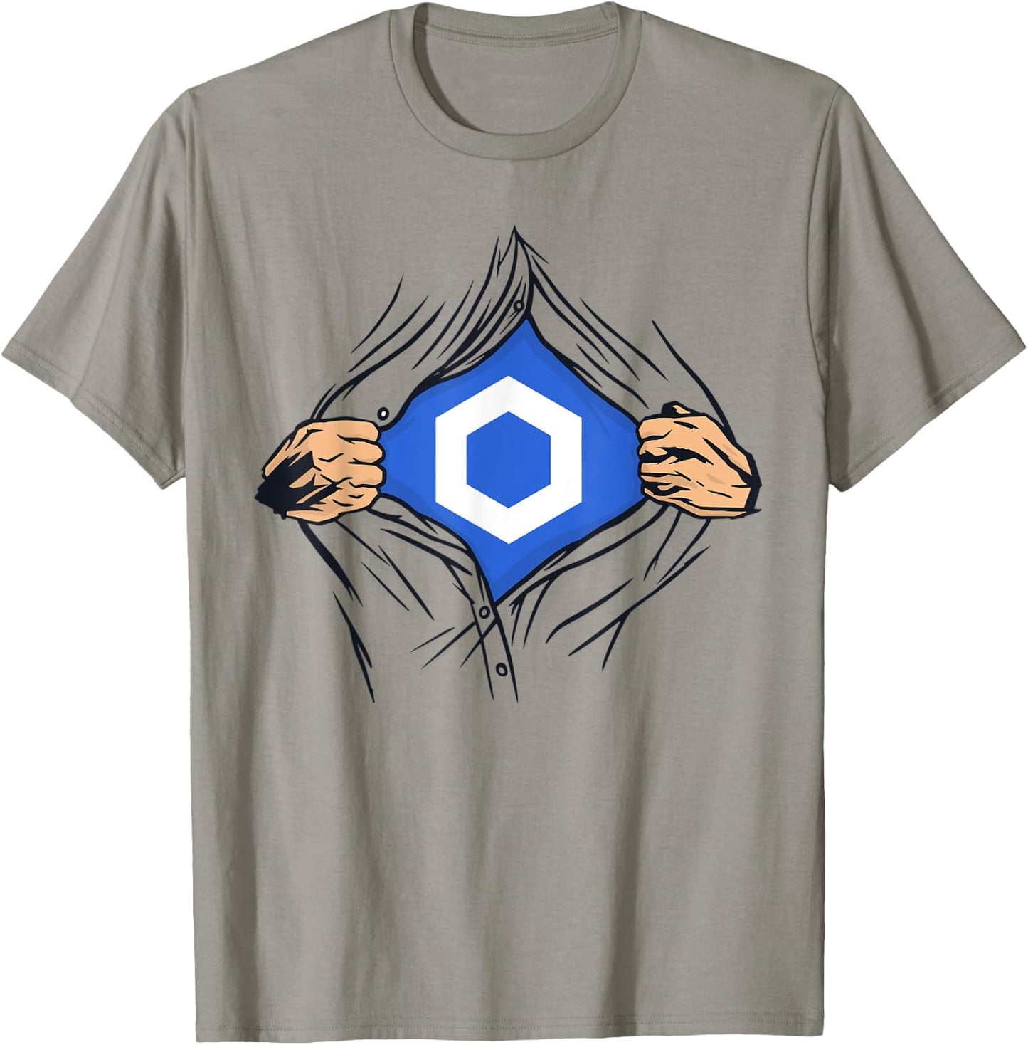 Chainlink LINK Crypto Tear Open Costume Cryptocurrency Funny T-Shirt - T-Shirt | Sand