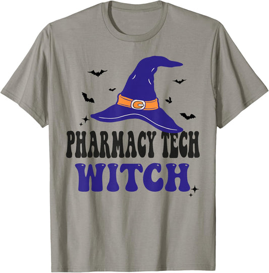 Pharmacy Tech Witch Halloween Funny Matching Group Costume T-Shirt - T-Shirt | Sand