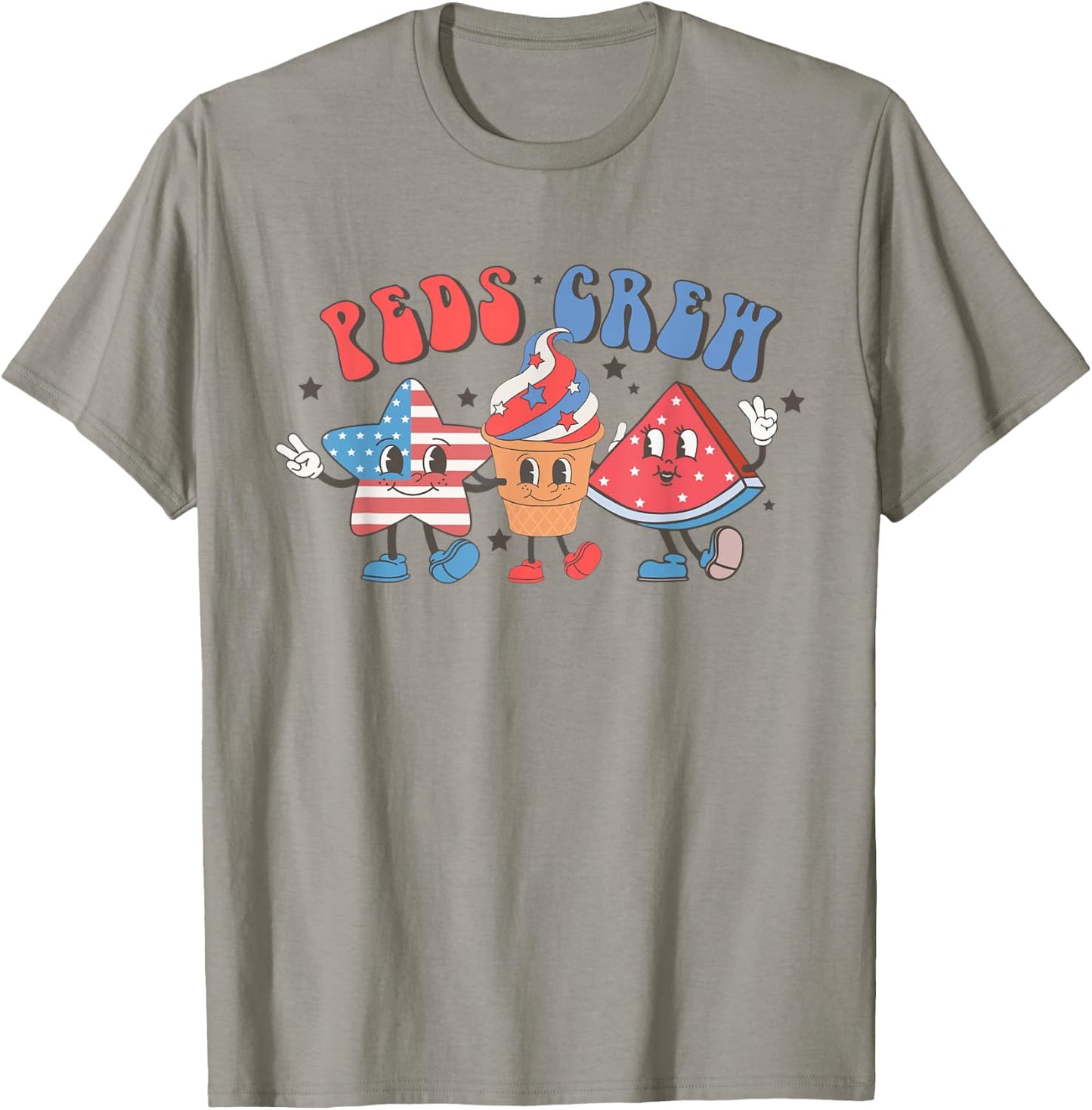 Retro Peds Crew Pediatric Nurse 4th Of July Independence Day T-Shirt - T-Shirt | Sand
