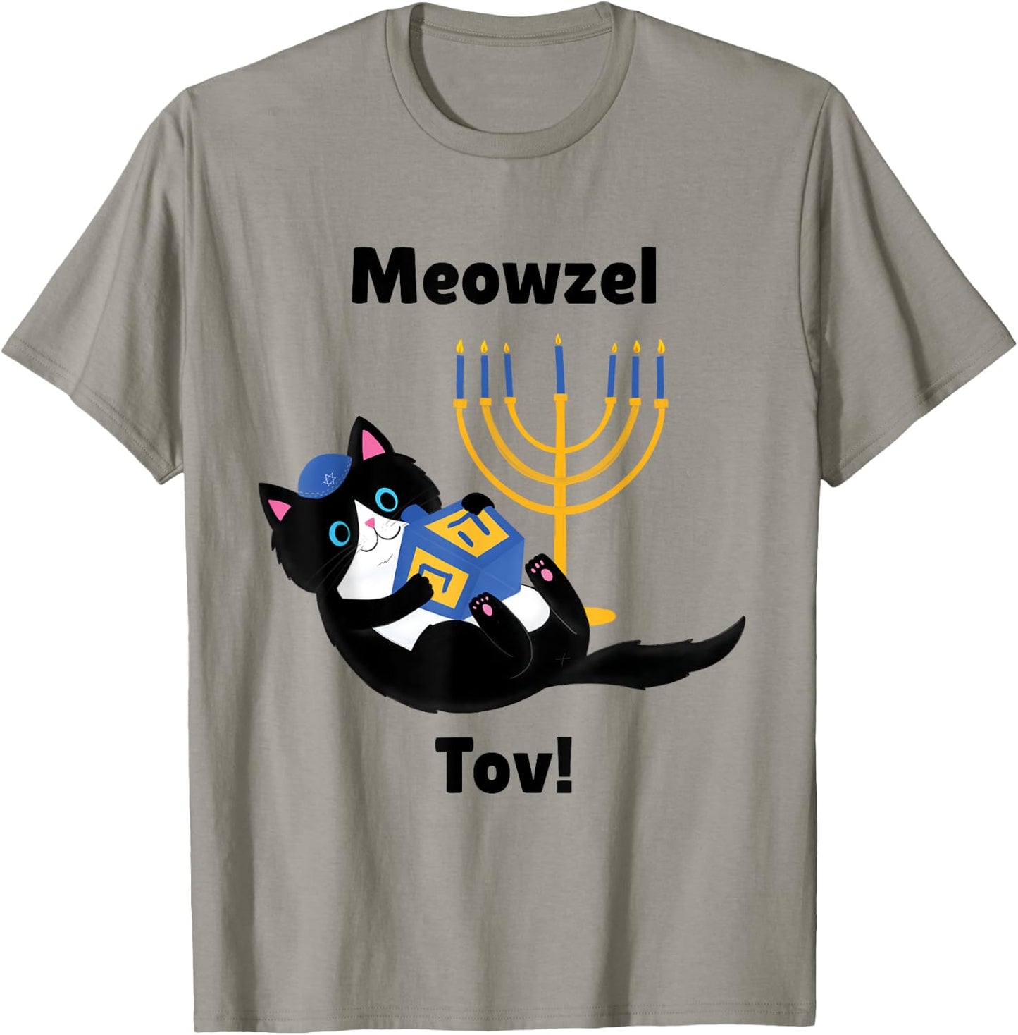 MeowzeL Tov | Hanukkah Cat Women Girls Kids T-Shirt - T-Shirt | Sand