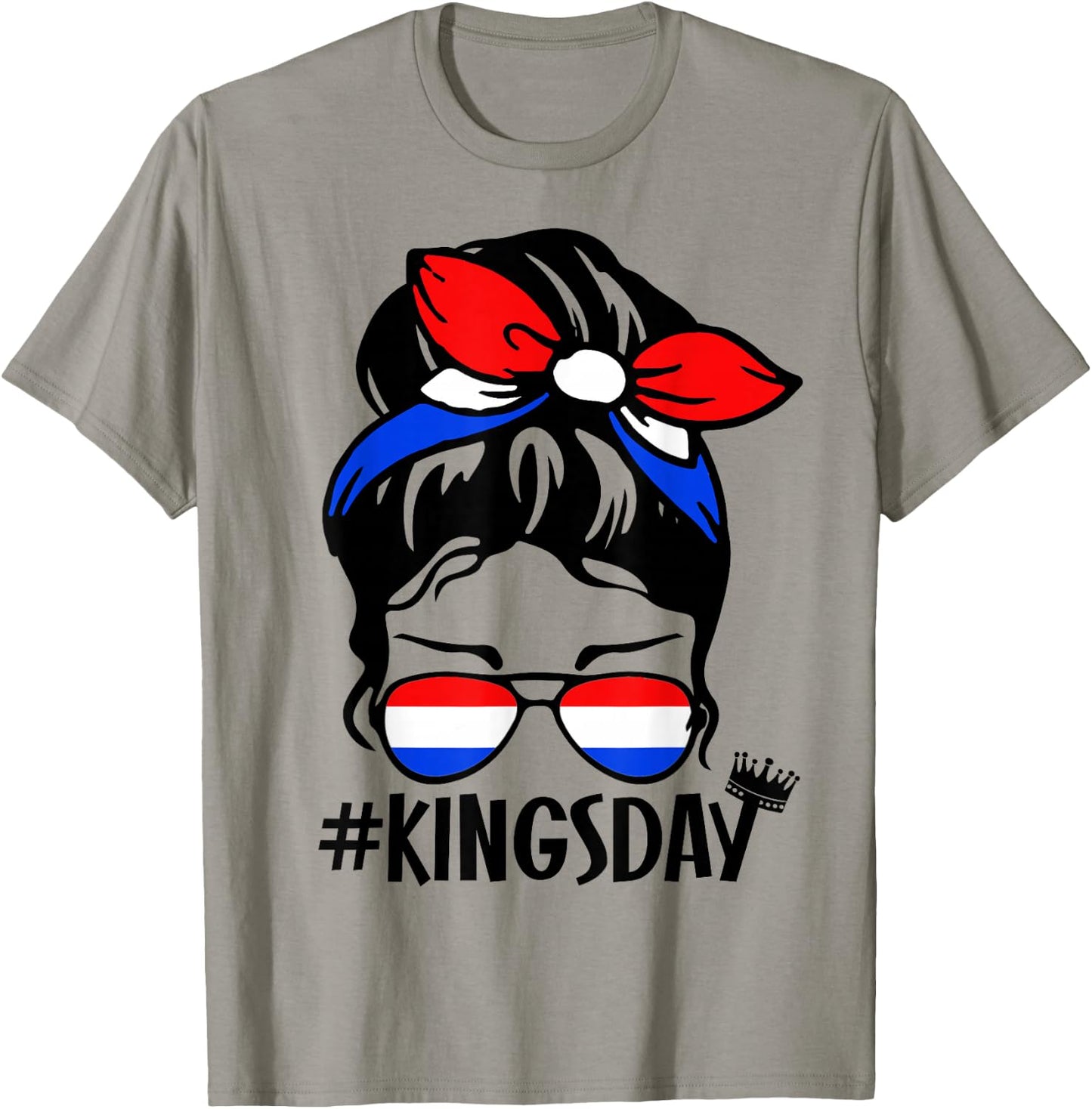 Koningsdag Netherlands Messy Bun Kingsday Dutch Kings Day T-Shirt - T-Shirt | Sand
