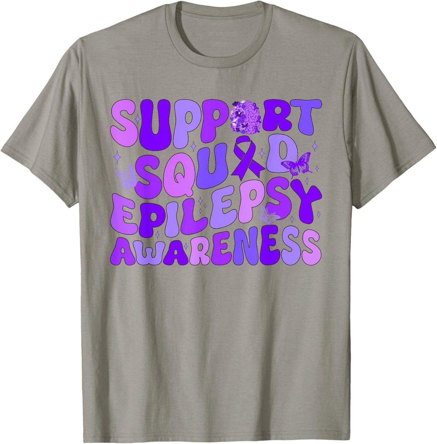 We wear purple for Epilepsy Warrior Support Squad Messy Bun. T-Shirt - T-Shirt | Sand