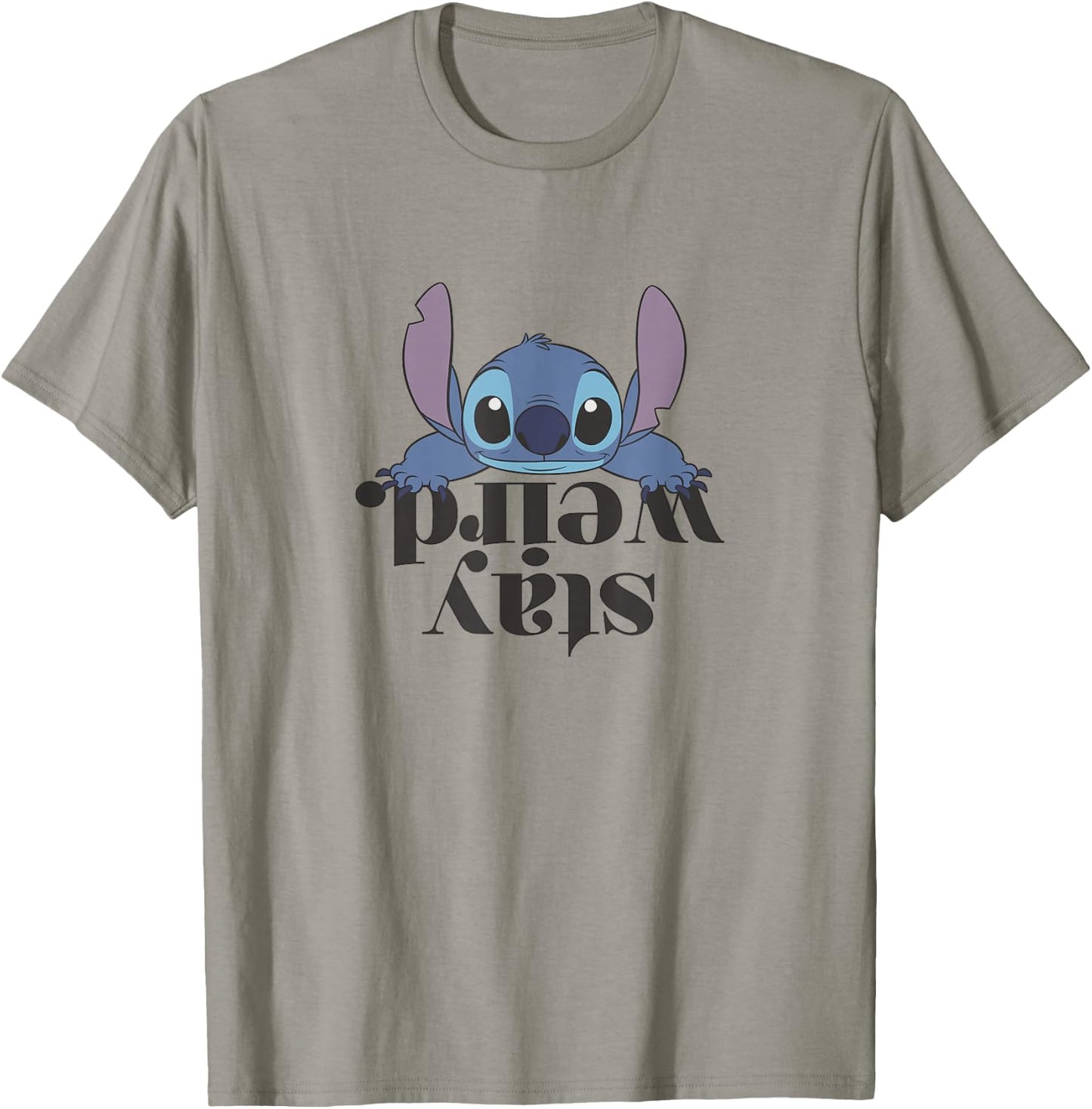 Disney Lilo & Stitch Stay Weird Upside Down Text Logo T-Shirt - T-Shirt | Sand