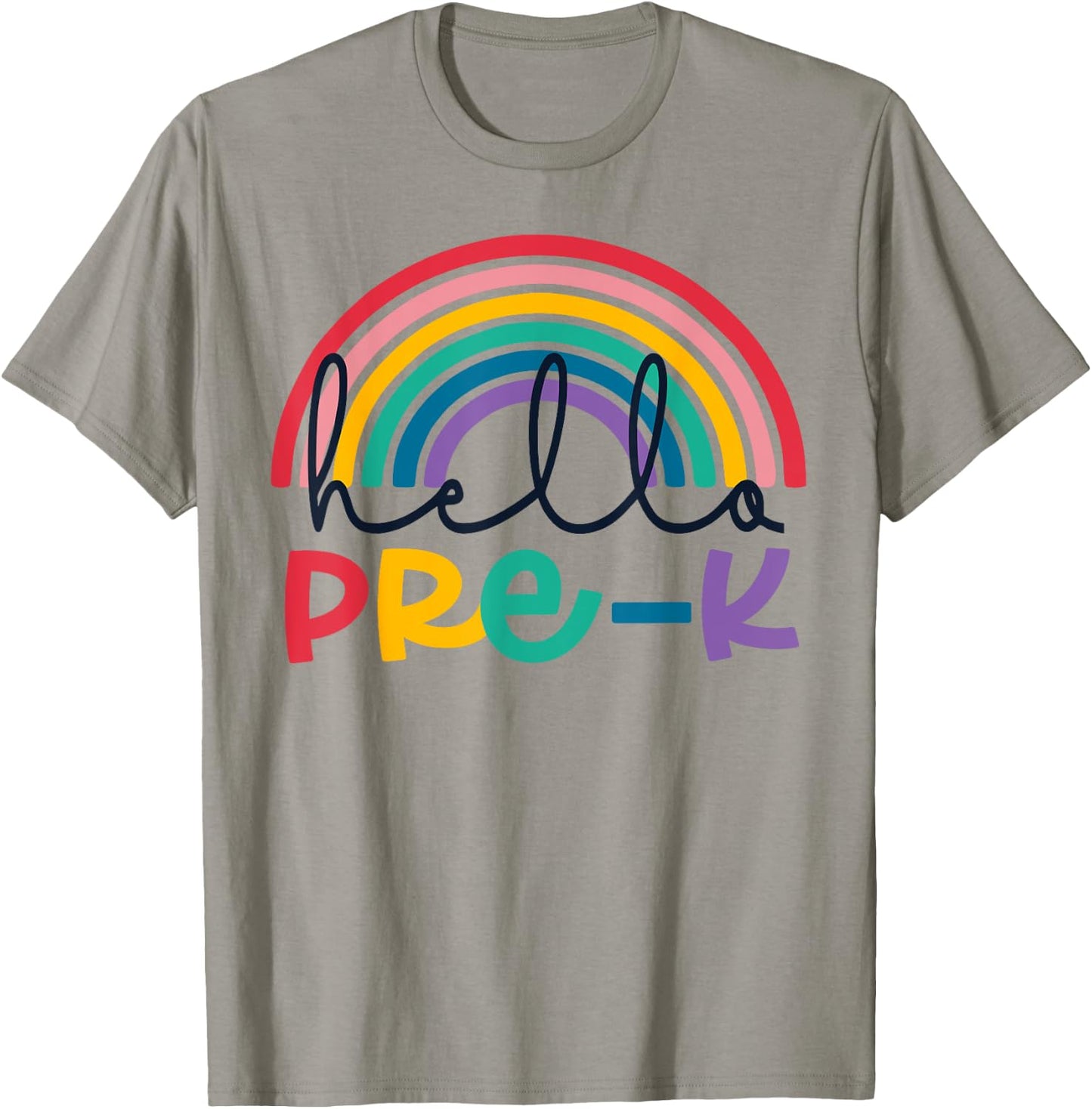 Hello Pre-K Rainbow Back To School Teacher Student Kid T-Shirt - T-Shirt | Sand