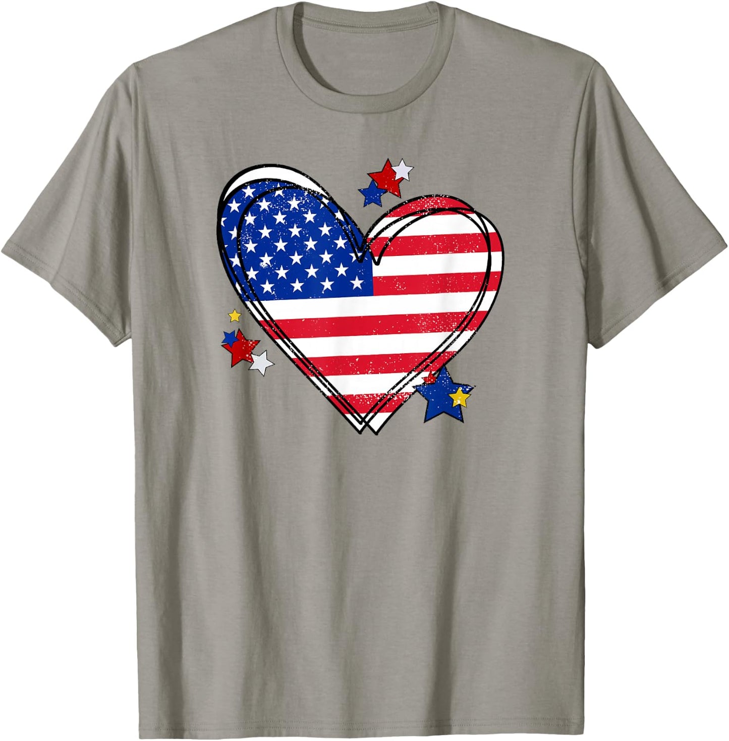 USA Heart Flag T-Shirt - T-Shirt | Sand
