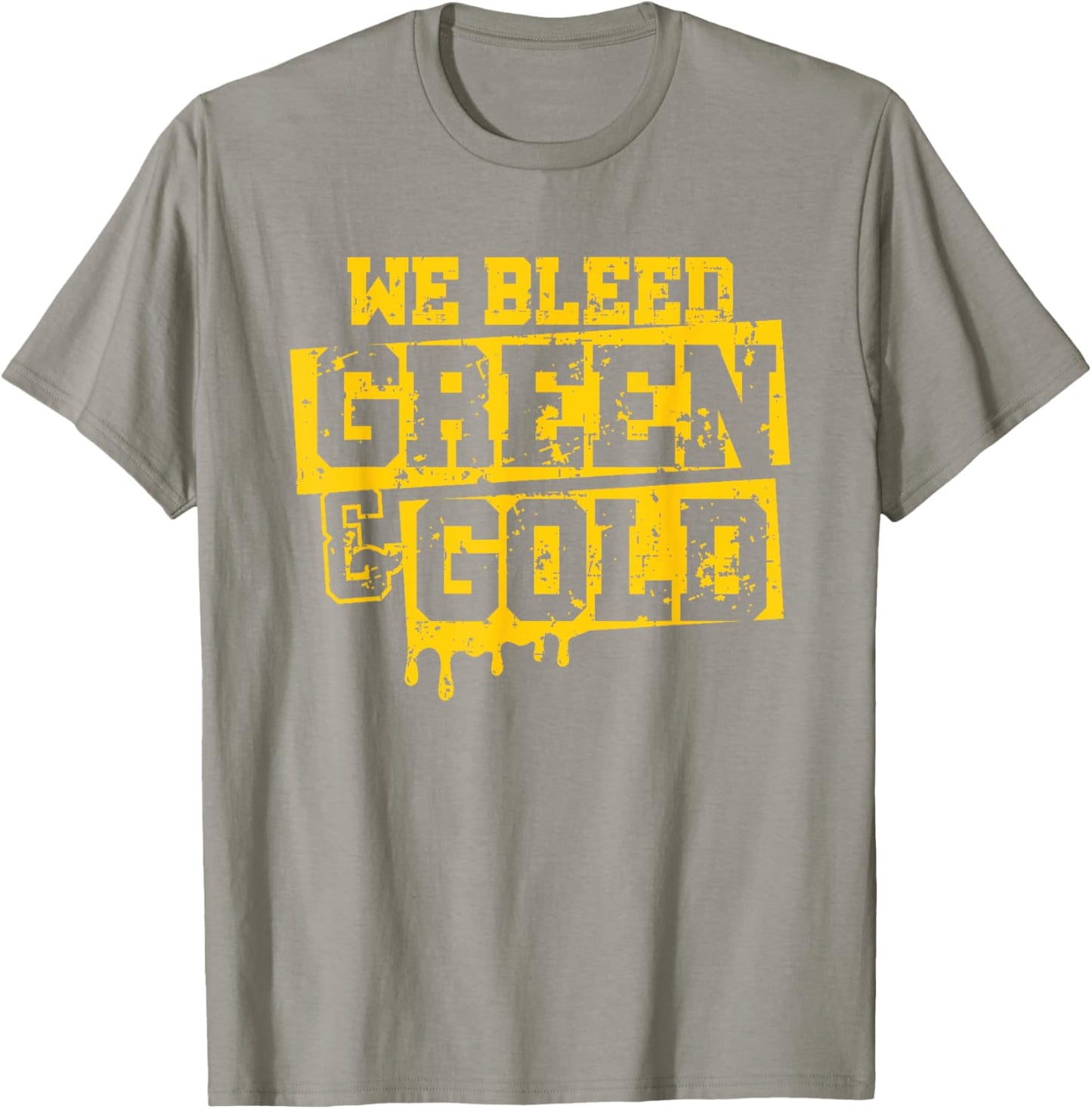 We Bleed Green & Gold Game Day Group School Football Sports T-Shirt - T-Shirt | Sand
