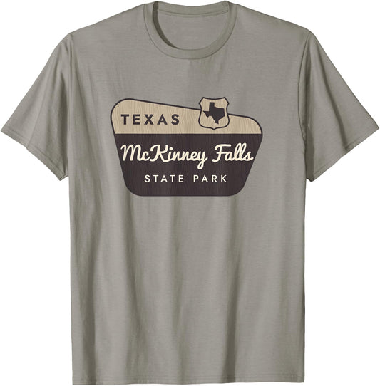 McKinney Falls State Park Texas TX Welcome Sign Vacation T-Shirt - T-Shirt | Sand