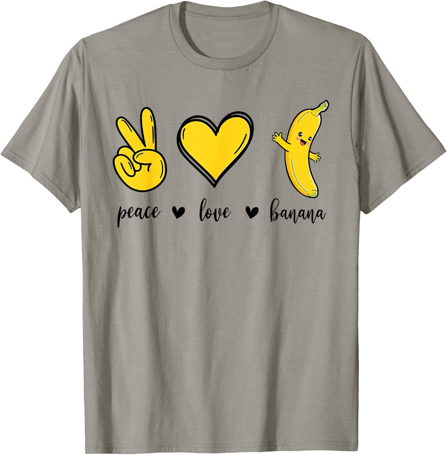 Peace Love Bananas, Fresh Banana Gift Fruit Lover Vegan T-Shirt - T-Shirt | Sand