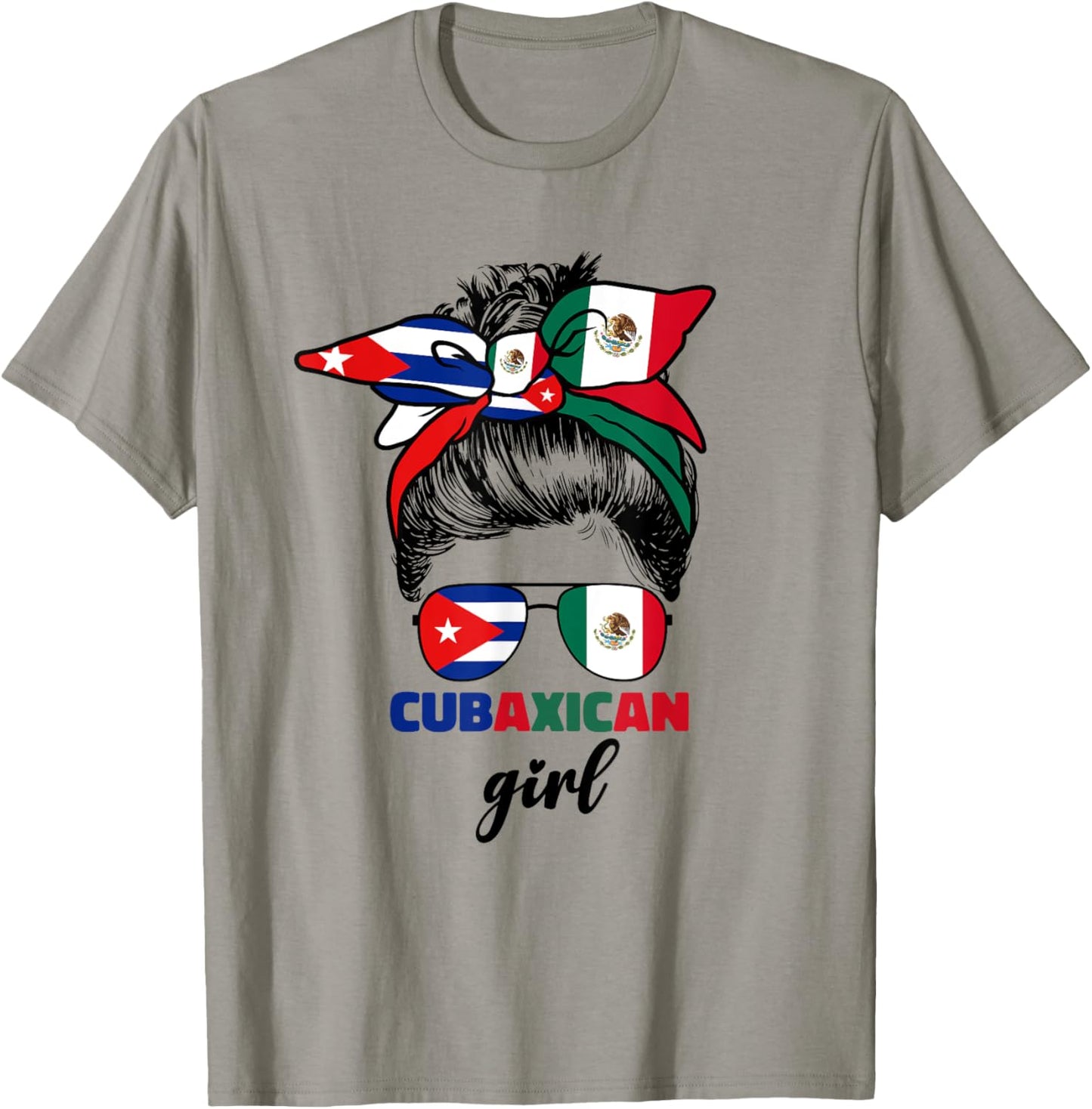 Half Mexican And Half Cuban Mexico Cuba Flag Girl T-Shirt - T-Shirt | Sand