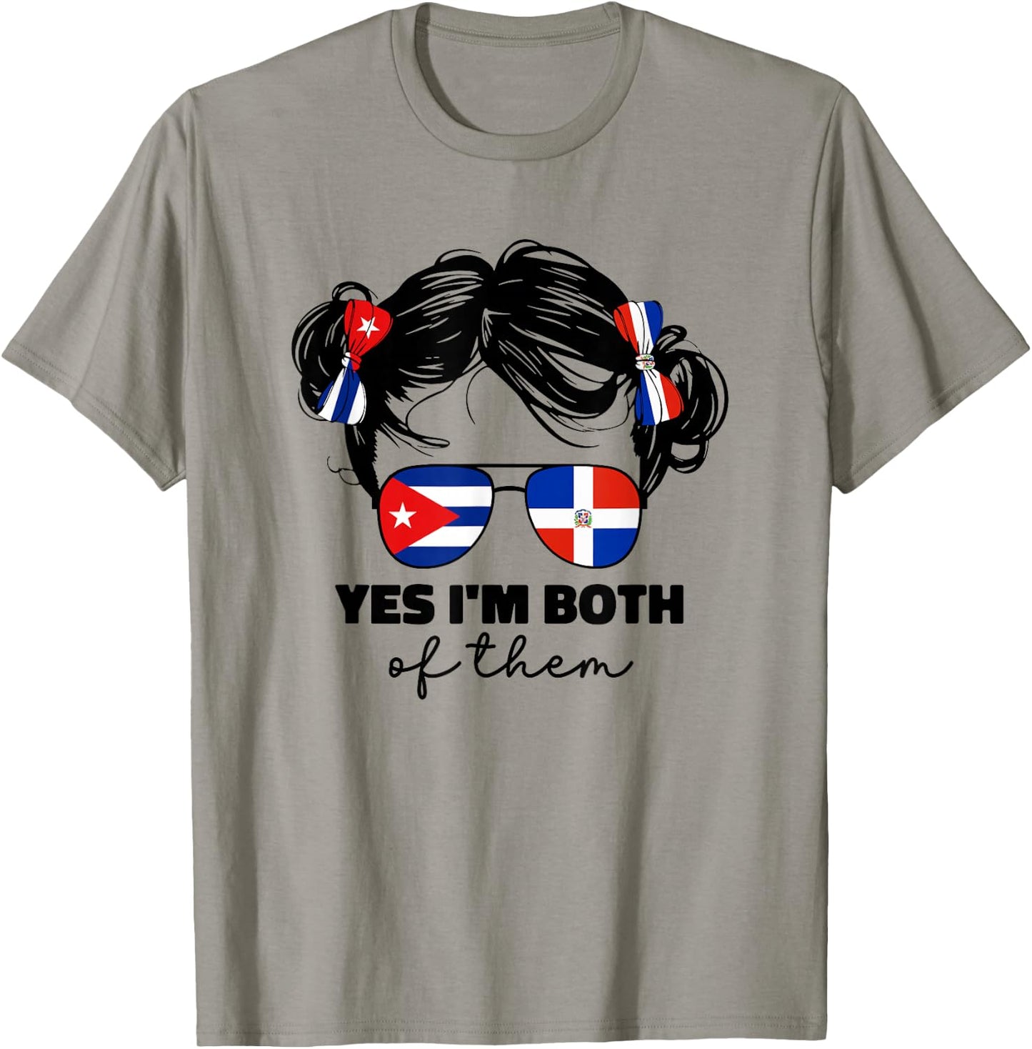 Half Dominican Republic And Cuban Cuba Flag Kids Girl Mix T-Shirt - T-Shirt | Sand