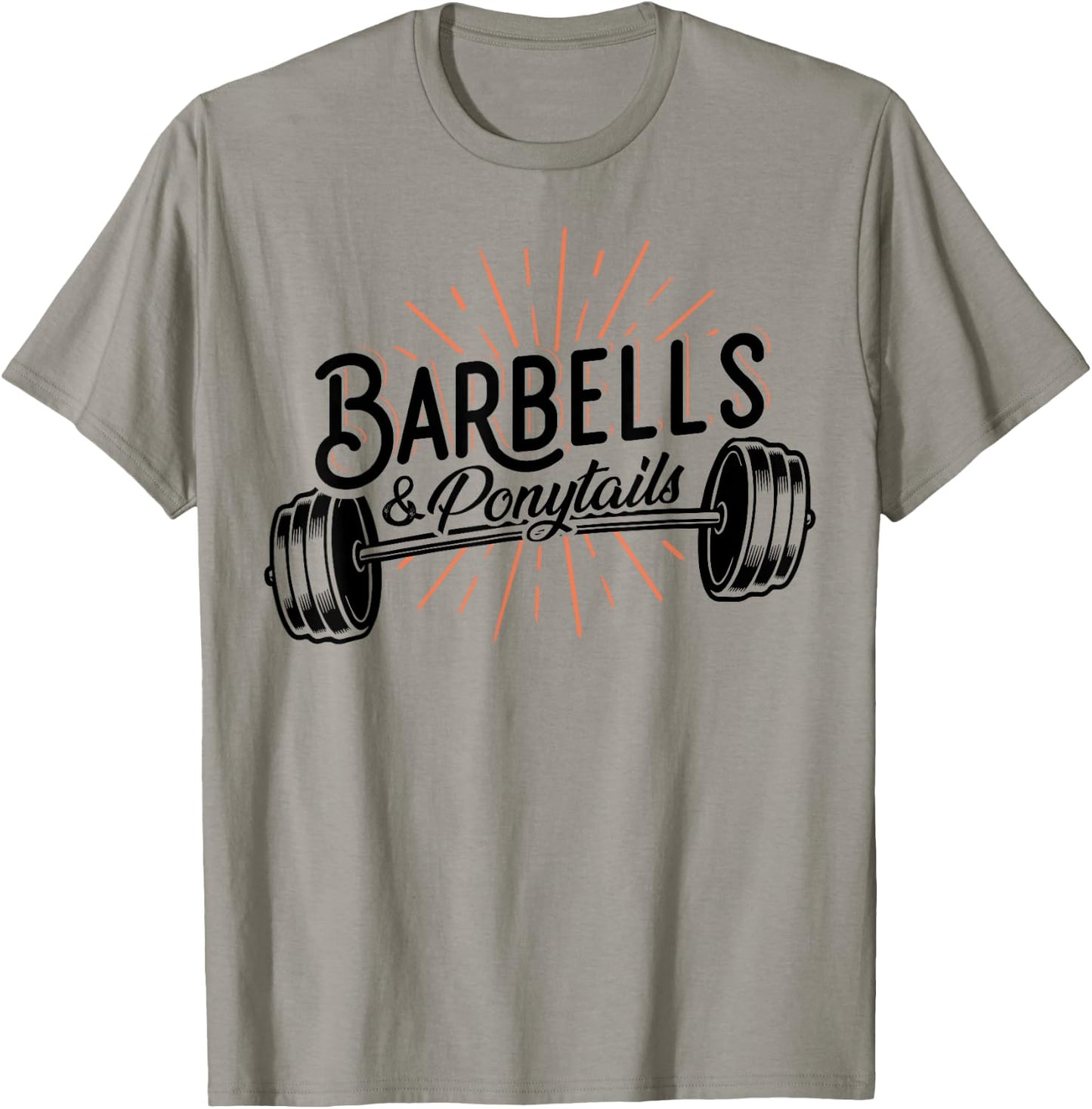 Barbells And Ponytails - Motivational Fitness Women Gym T-Shirt - T-Shirt | Sand